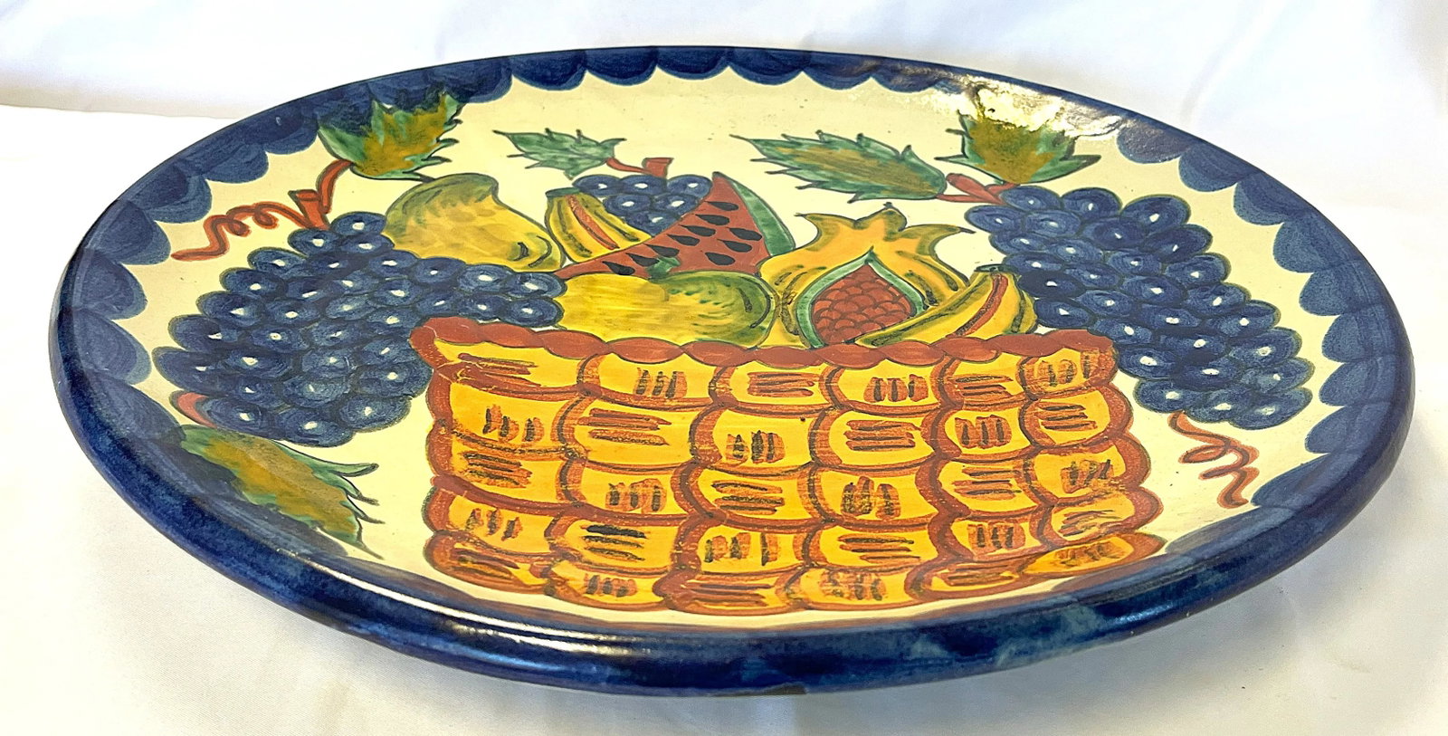 Vintage Large Hand Painted Mexican Talavera Pottery Platter - 3
