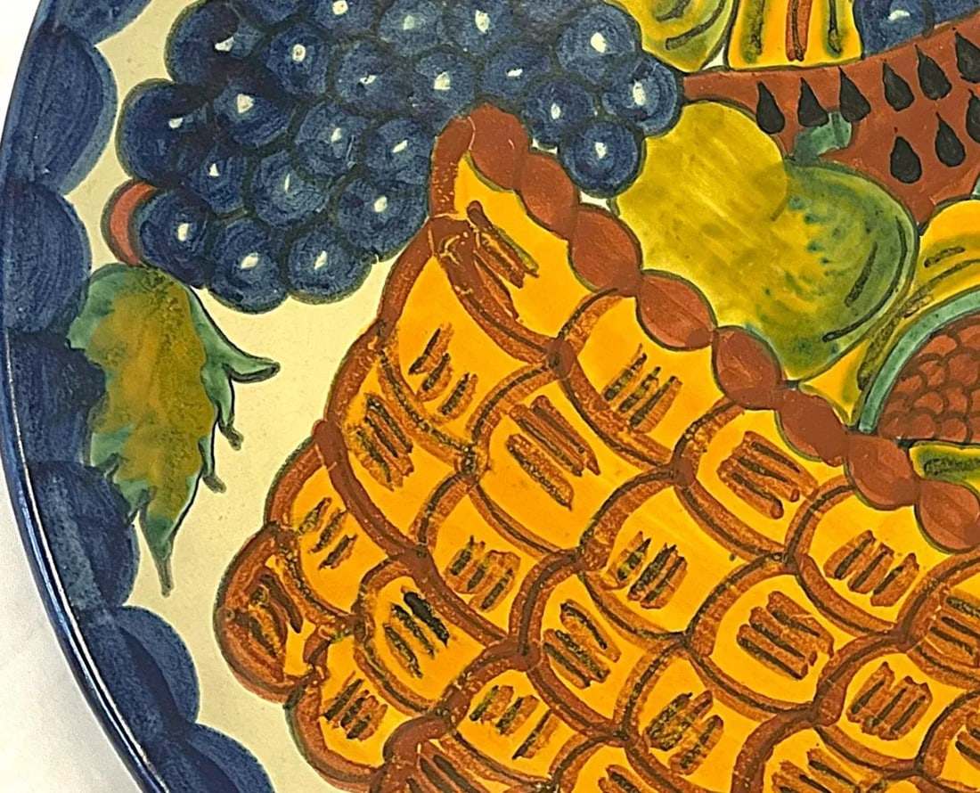 Vintage Large Hand Painted Mexican Talavera Pottery Platter - 4