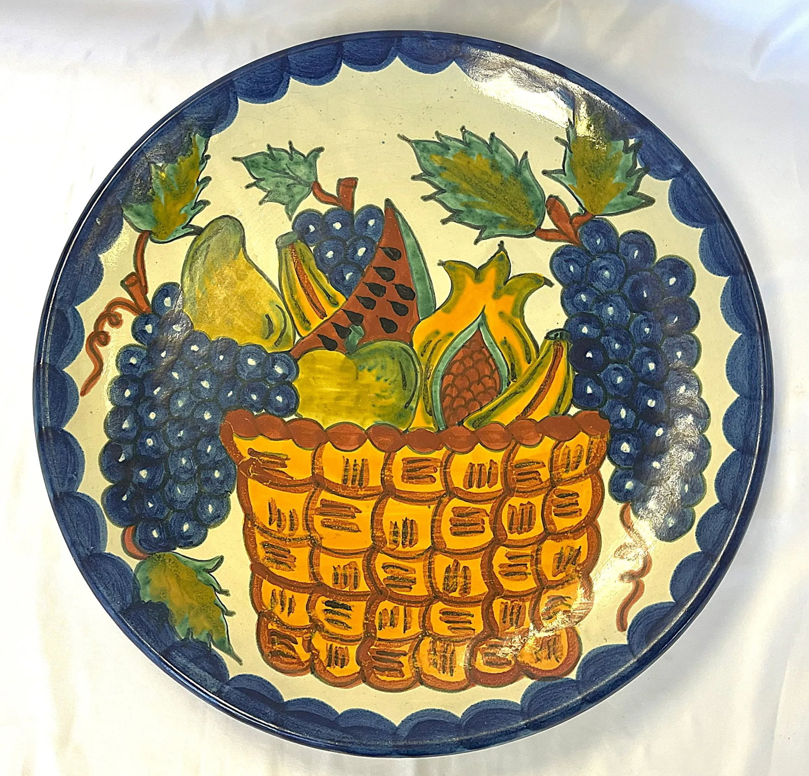 Vintage Large Hand Painted Mexican Talavera Pottery Platter - 6