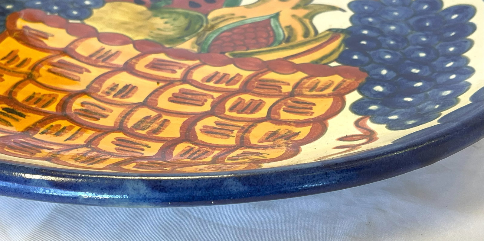 Vintage Large Hand Painted Mexican Talavera Pottery Platter - 8