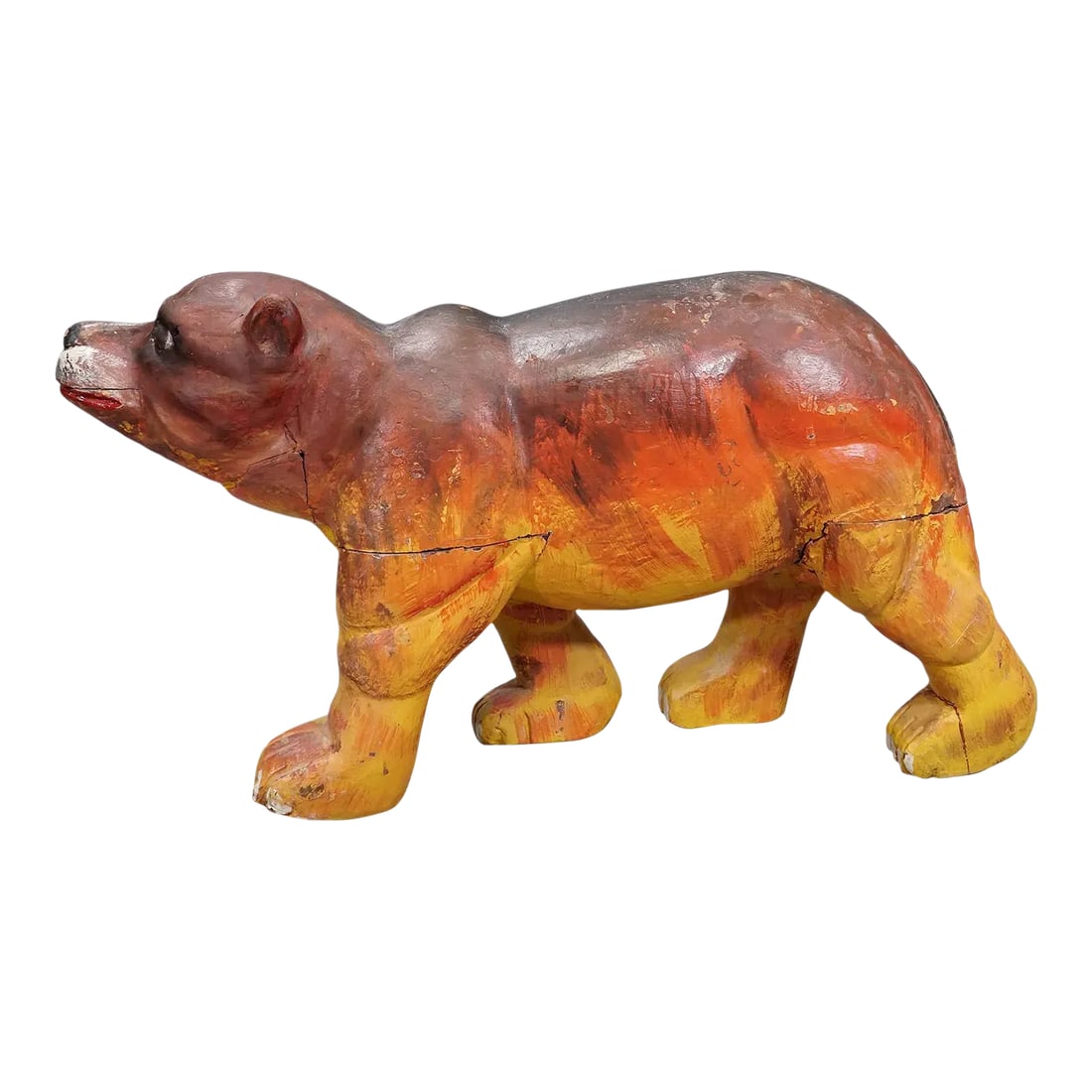 Rare Antique Children Carousel Bear, Germany Early 20th Century: Rare Antique Children Carousel Bear, Germany early 20th Century A wooden carved children's carousel bear decorated with polychrome colors, made in Germany around 1920. Original unrestored condition,