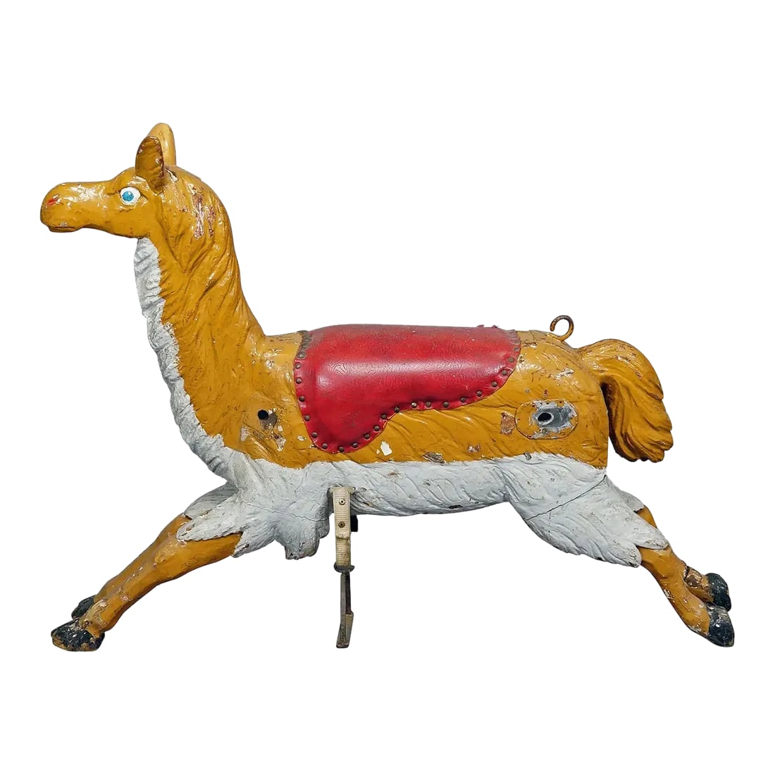 Antique Children Carousel Lama Sculpture, Germany Late 19th Century: Antique Children Carousel Lama Sculpture, Germany late 19th Century A wooden carved children's carousel lama statur decorated with polychrome painting, made in Germany around the 1890s. Original