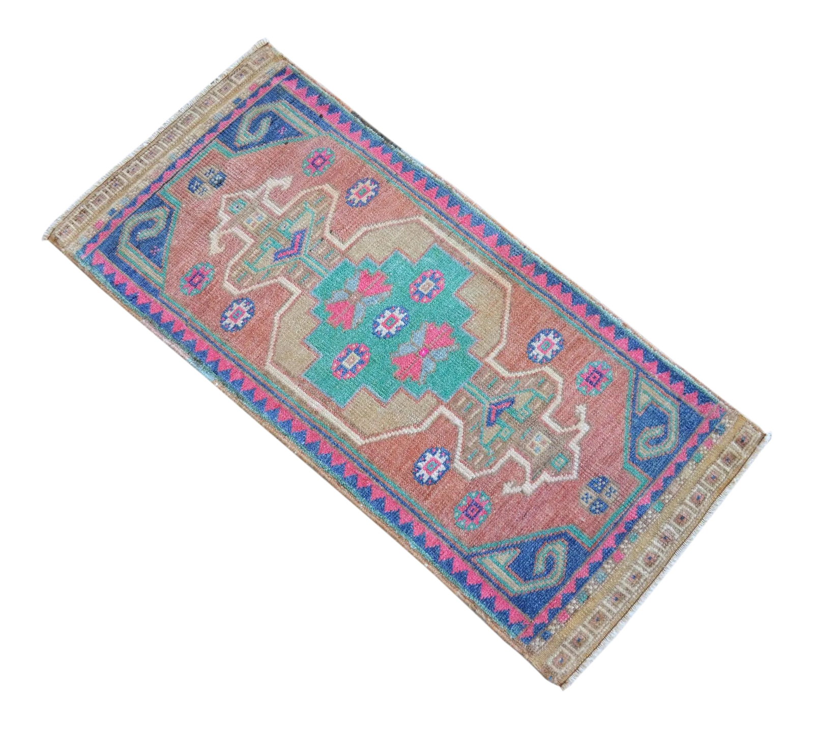 Hand Knotted Mat Small Oushak Rug Colorful Bath Mat - 1'6" X 3'3" (1 of 5)