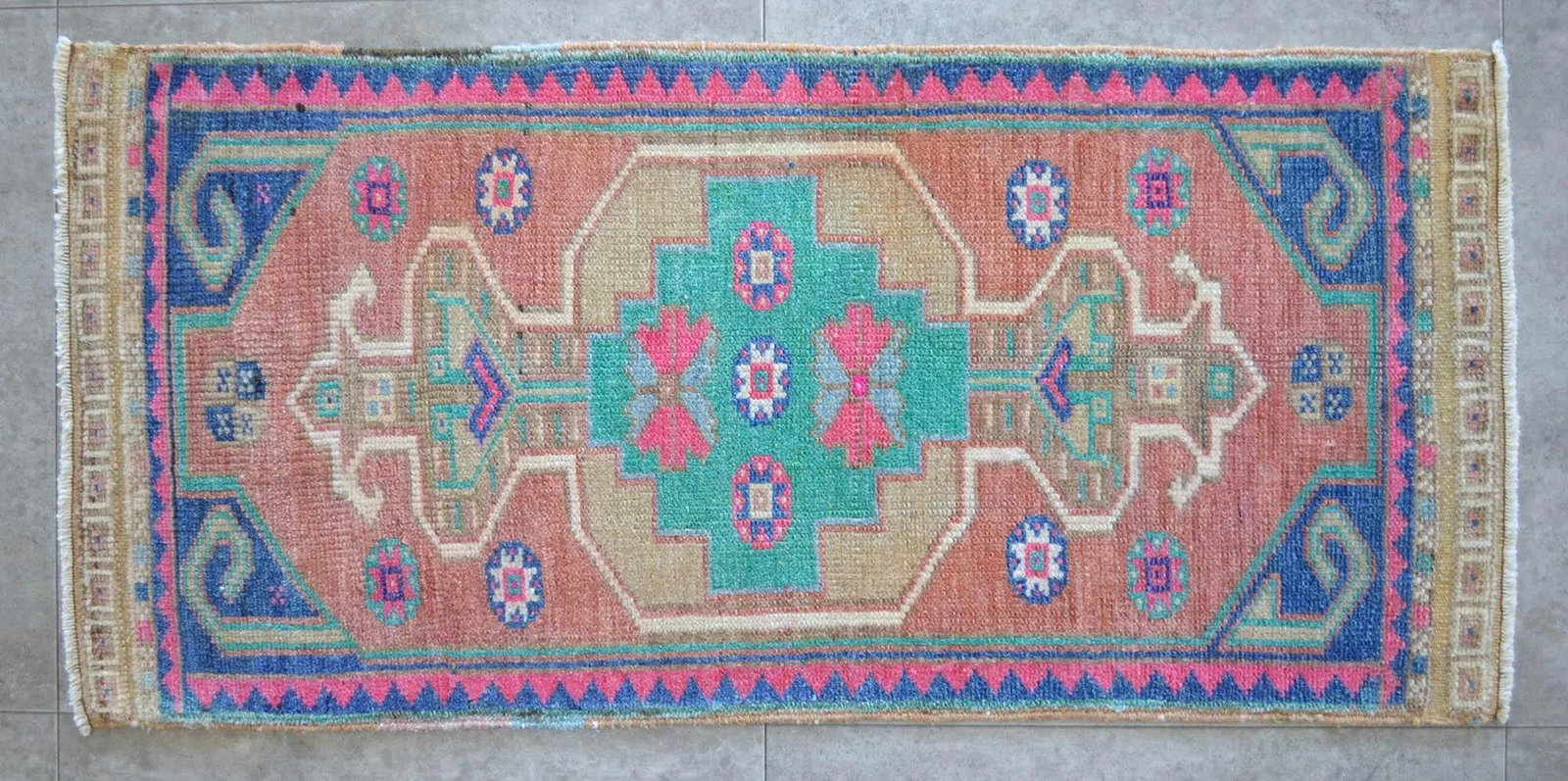 Hand Knotted Mat Small Oushak Rug Colorful Bath Mat - 1'6" X 3'3" - 2