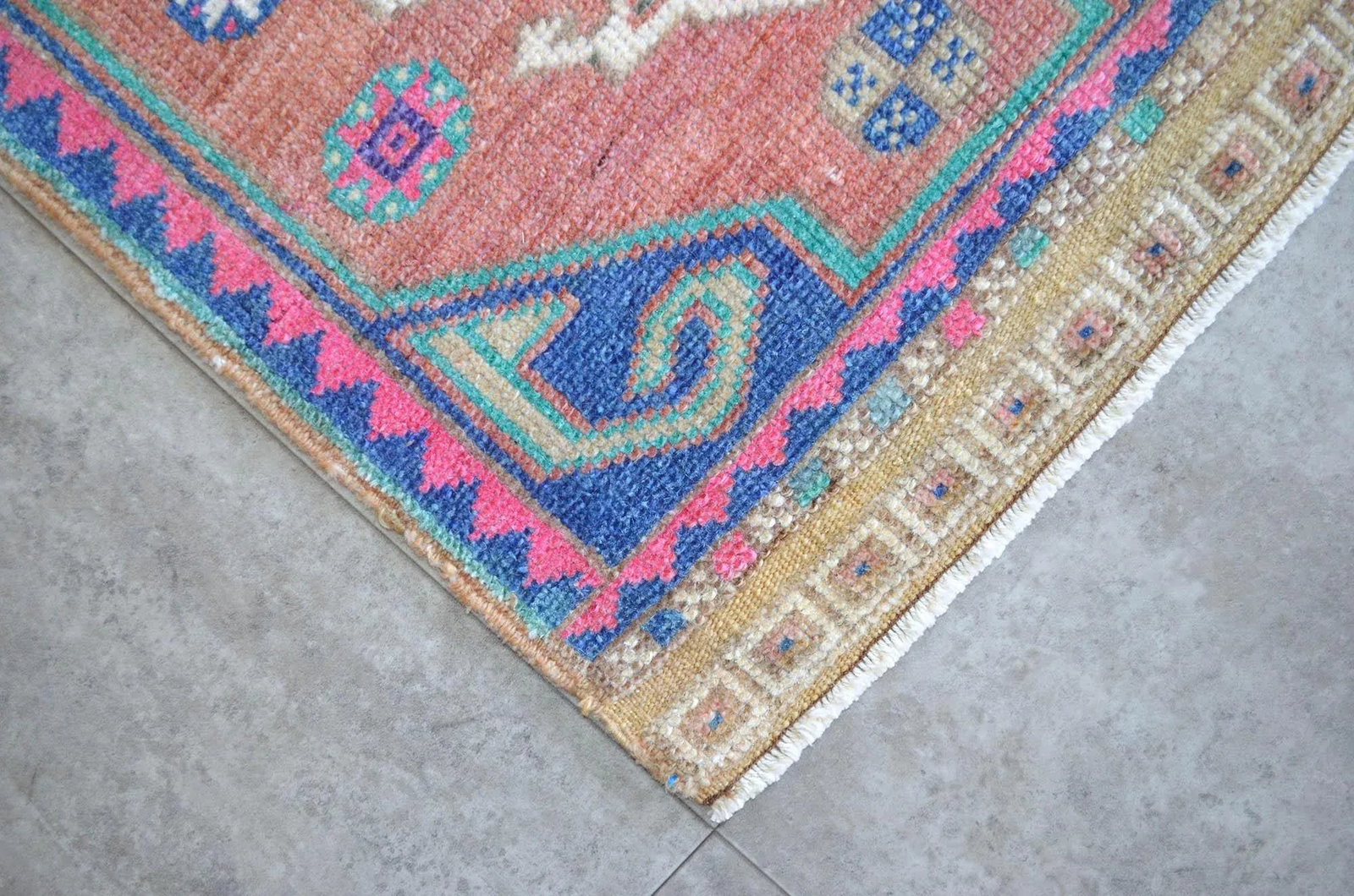 Hand Knotted Mat Small Oushak Rug Colorful Bath Mat - 1'6" X 3'3" - 3
