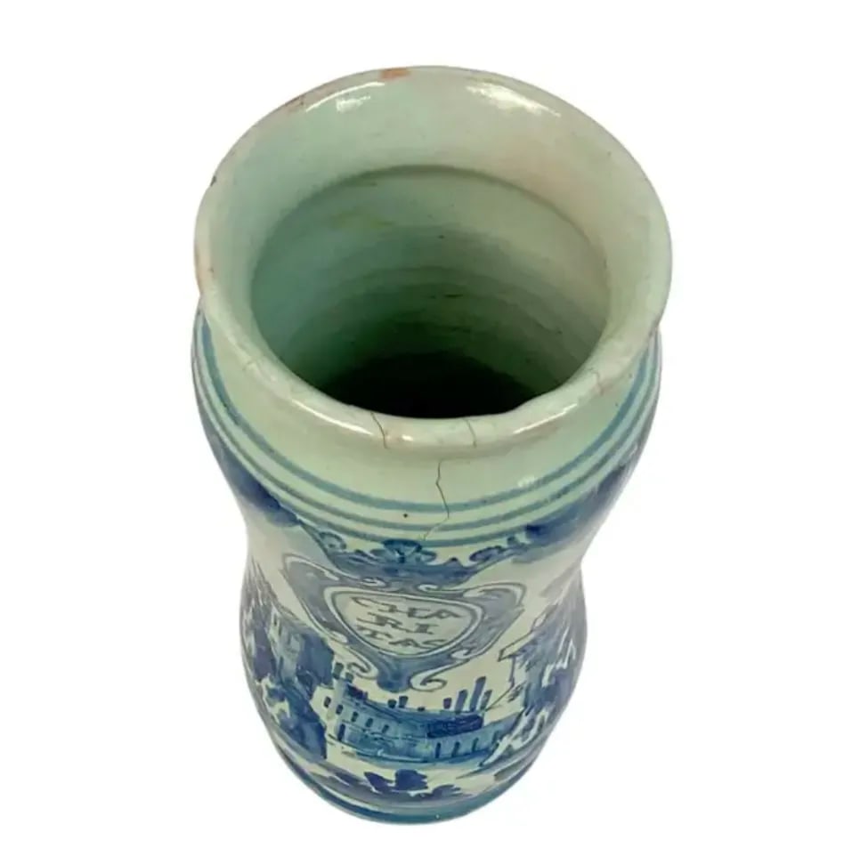 18th Century Italian Maiolica Blue and White Alborello Pharmacy Jar #2 - 4
