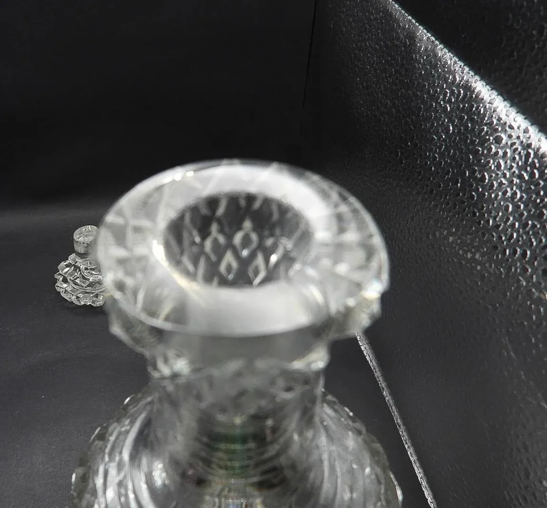 Antique 19th Century Georgian Diamond Cut Glass Wine Spirits Decanters- Set of 2 - 10