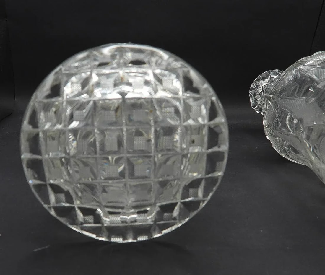 Antique 19th Century Georgian Diamond Cut Glass Wine Spirits Decanters- Set of 2 - 9