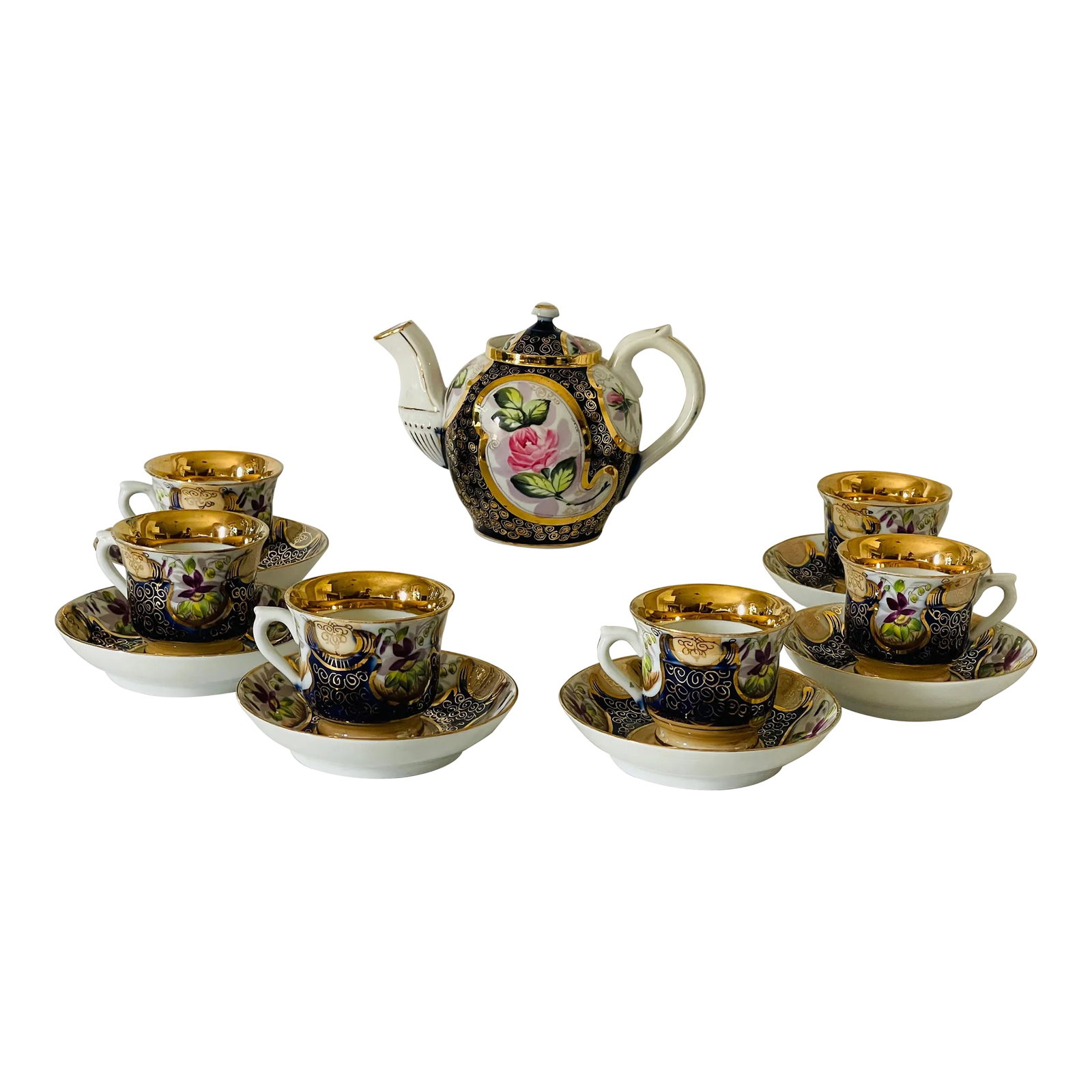 Antique Kuznetsov Cobalt Blue & Gold Tea Set- 14 Pieces (1 of 11)
