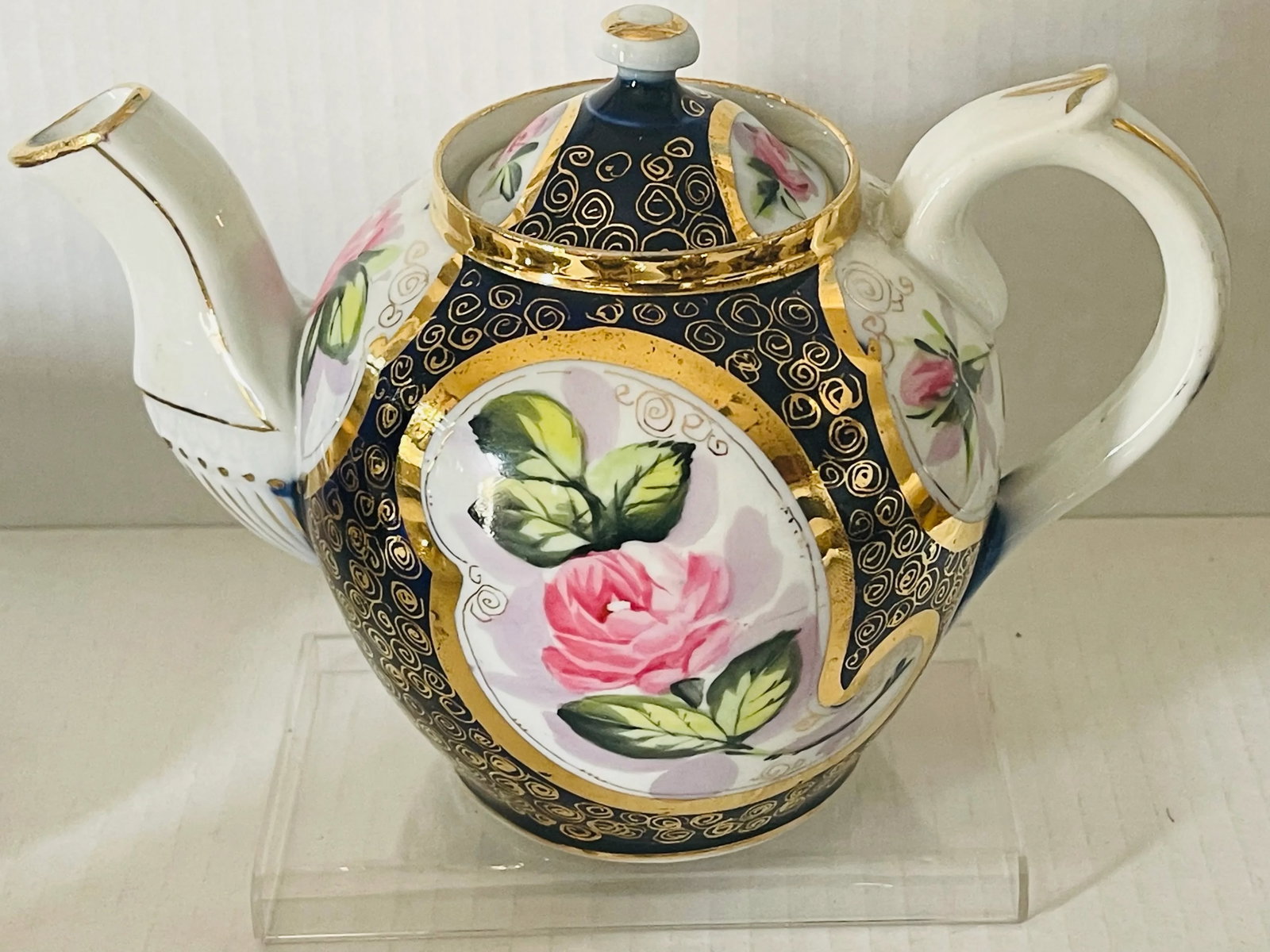Antique Kuznetsov Cobalt Blue & Gold Tea Set- 14 Pieces - 4