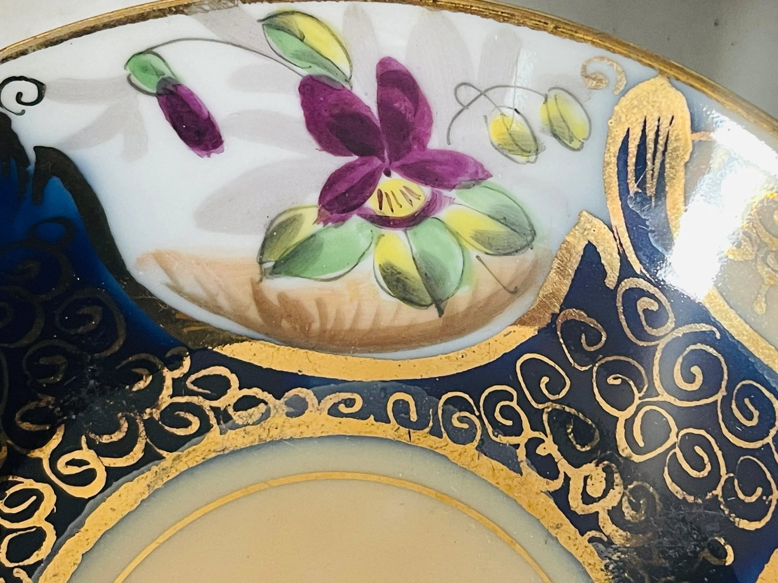 Antique Kuznetsov Cobalt Blue & Gold Tea Set- 14 Pieces - 9