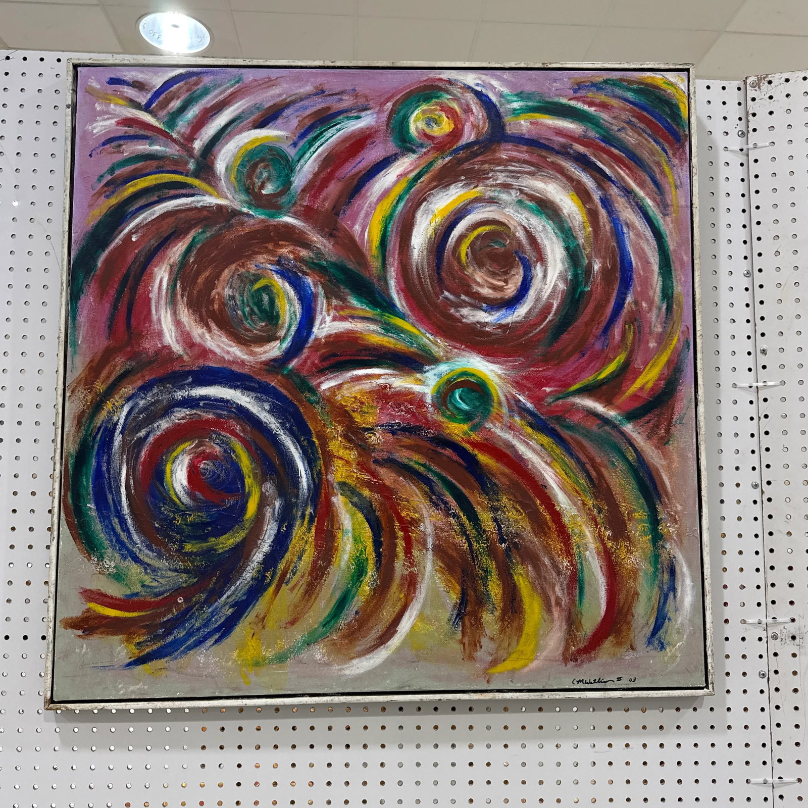 Early 21st Century Colorful Signed Abstract Painting on Canvas Framed - 10