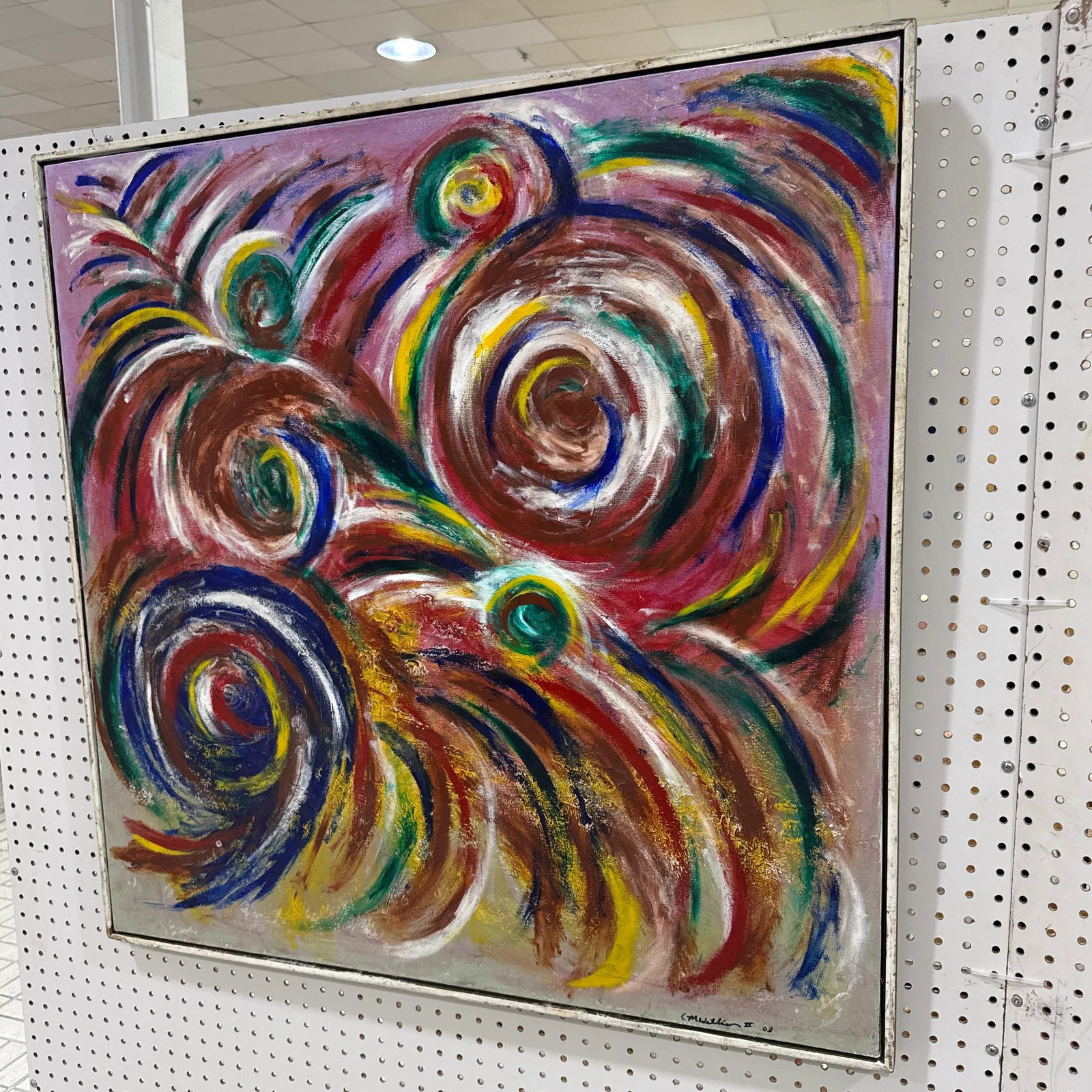 Early 21st Century Colorful Signed Abstract Painting on Canvas Framed - 3