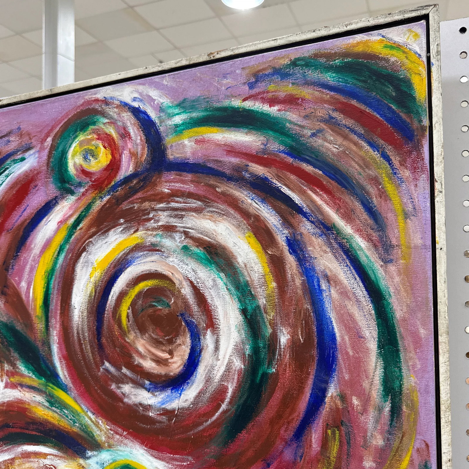 Early 21st Century Colorful Signed Abstract Painting on Canvas Framed - 4