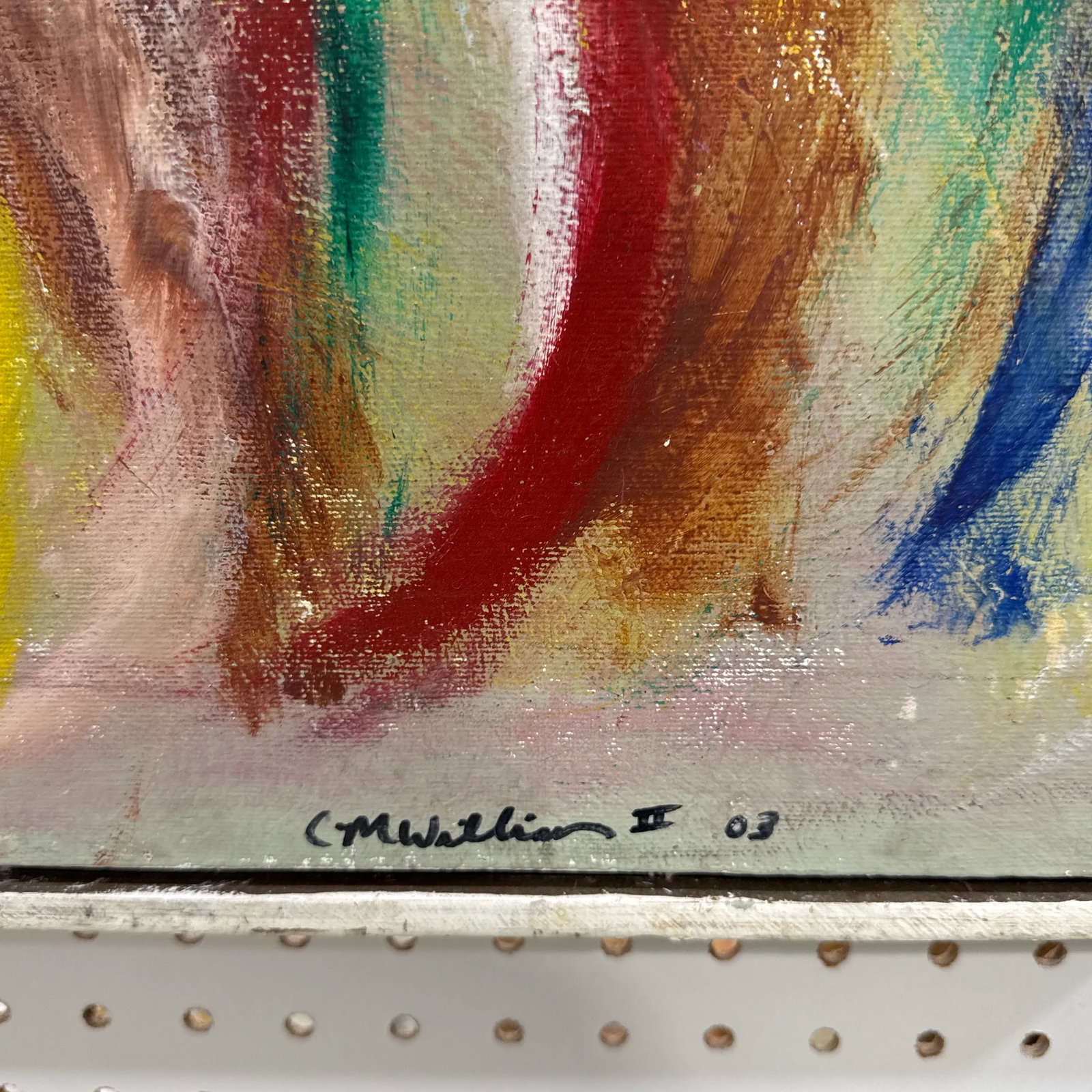 Early 21st Century Colorful Signed Abstract Painting on Canvas Framed - 8
