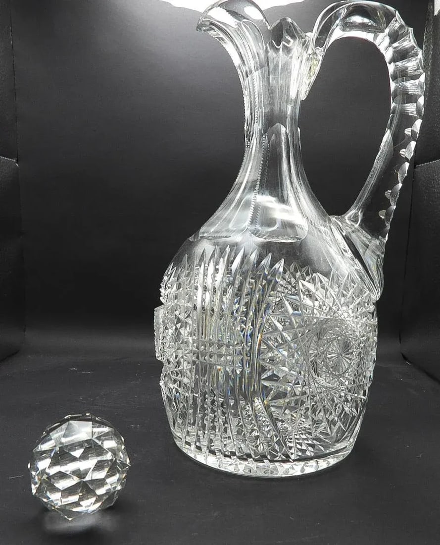 Early 20th Century Brilliant Cut Crystal Wine Decanter Carafe Mars Pattern 1907 - 10