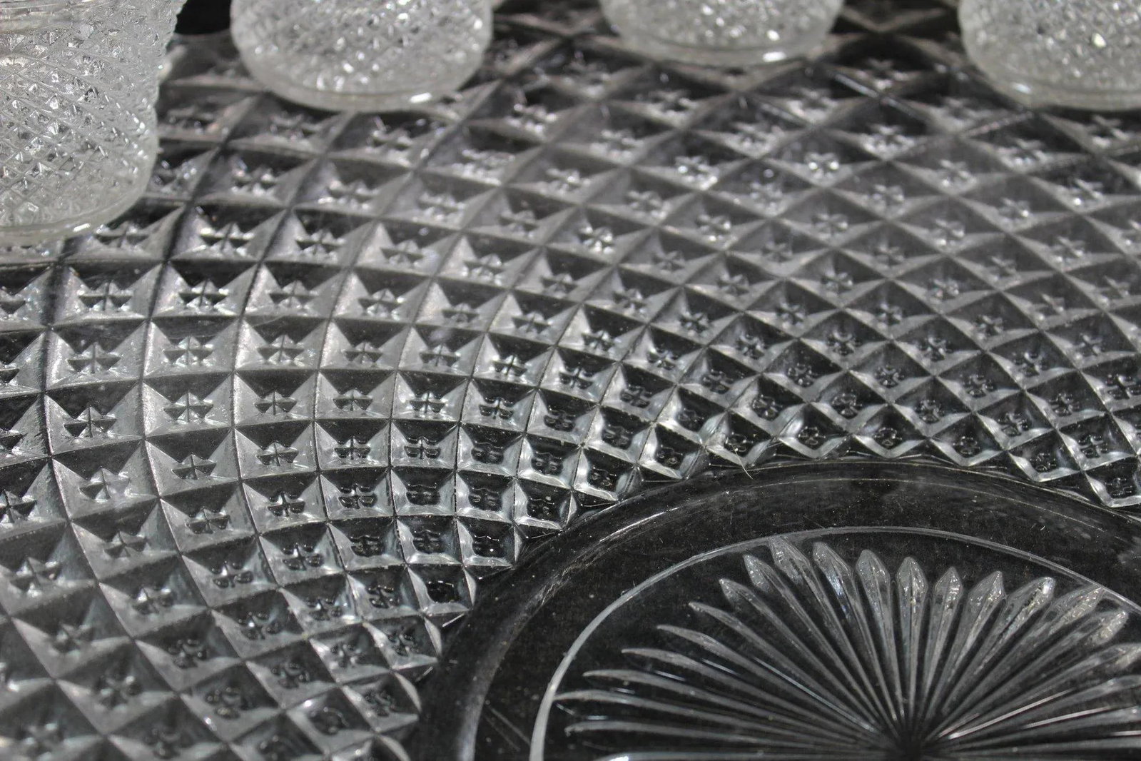 Large 1930s Depression Glass Punch Bowl Set With Platter, Miss America Pattern- 20 Pieces - 4
