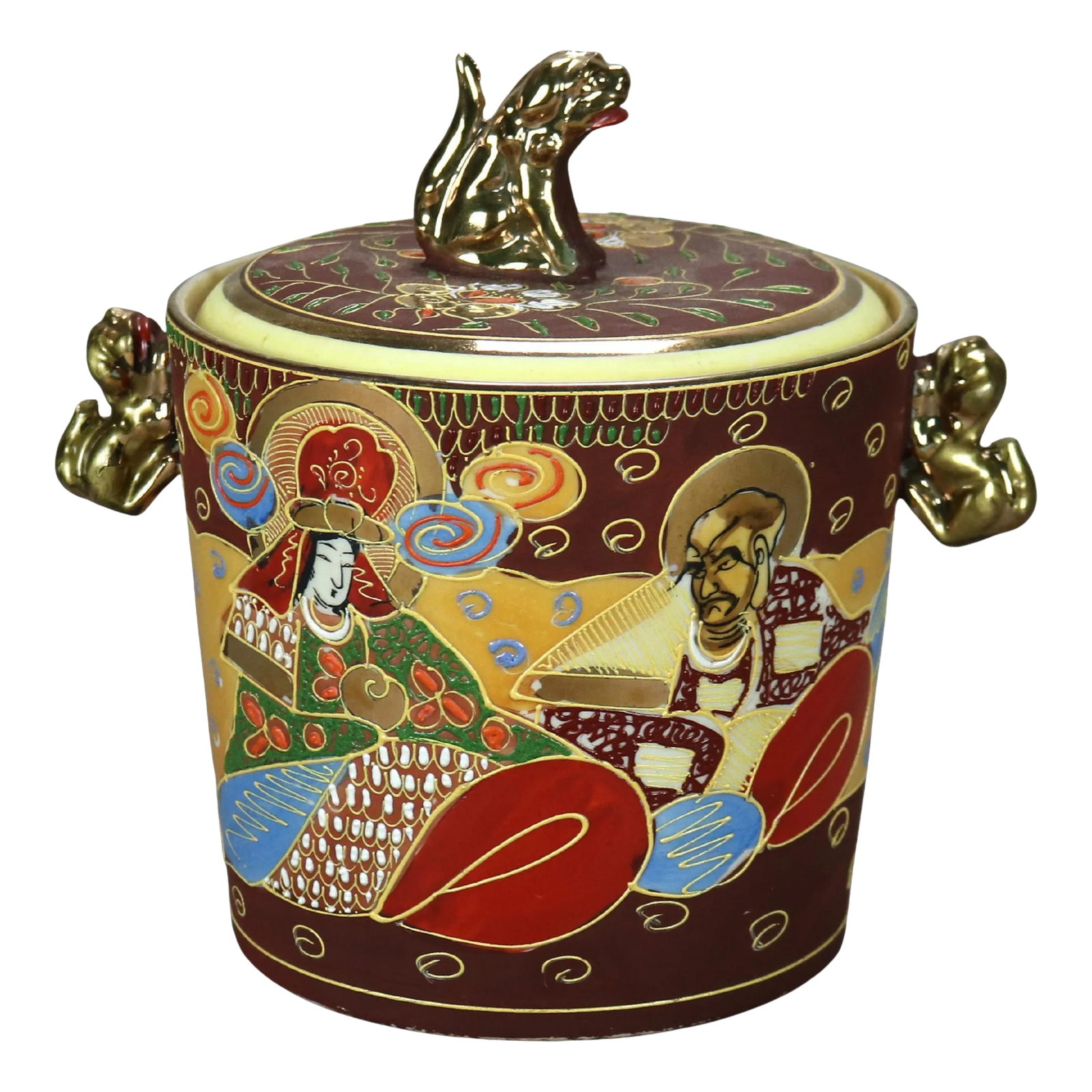Early 20th Century Japanese Figural Hand Painted Porcelain Ice Bucket with Wise Men & Foo Dog (1 of 7)