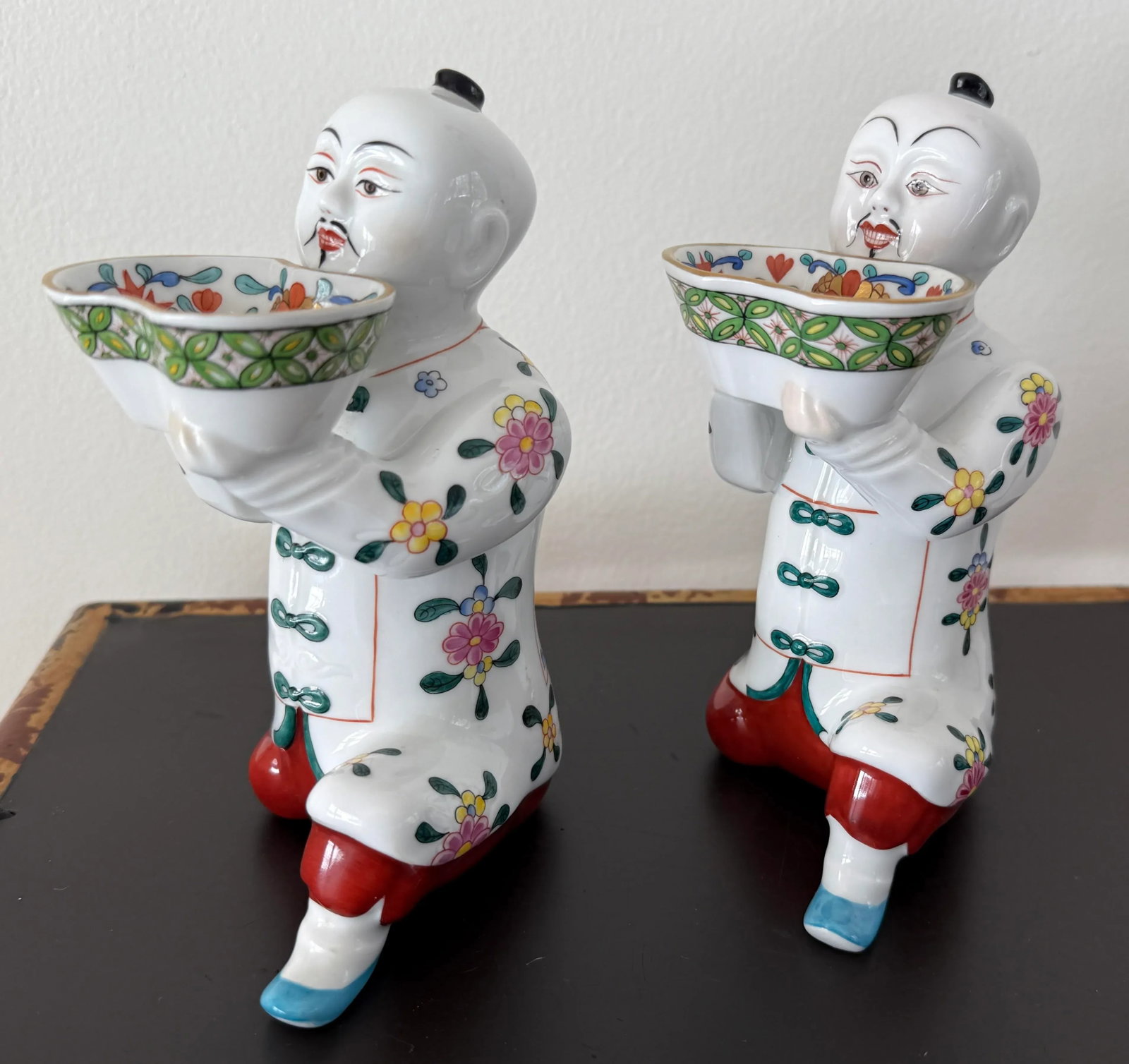 Set/2 Herend Lg Chinese Man Kneeling Salt Cellars - 10
