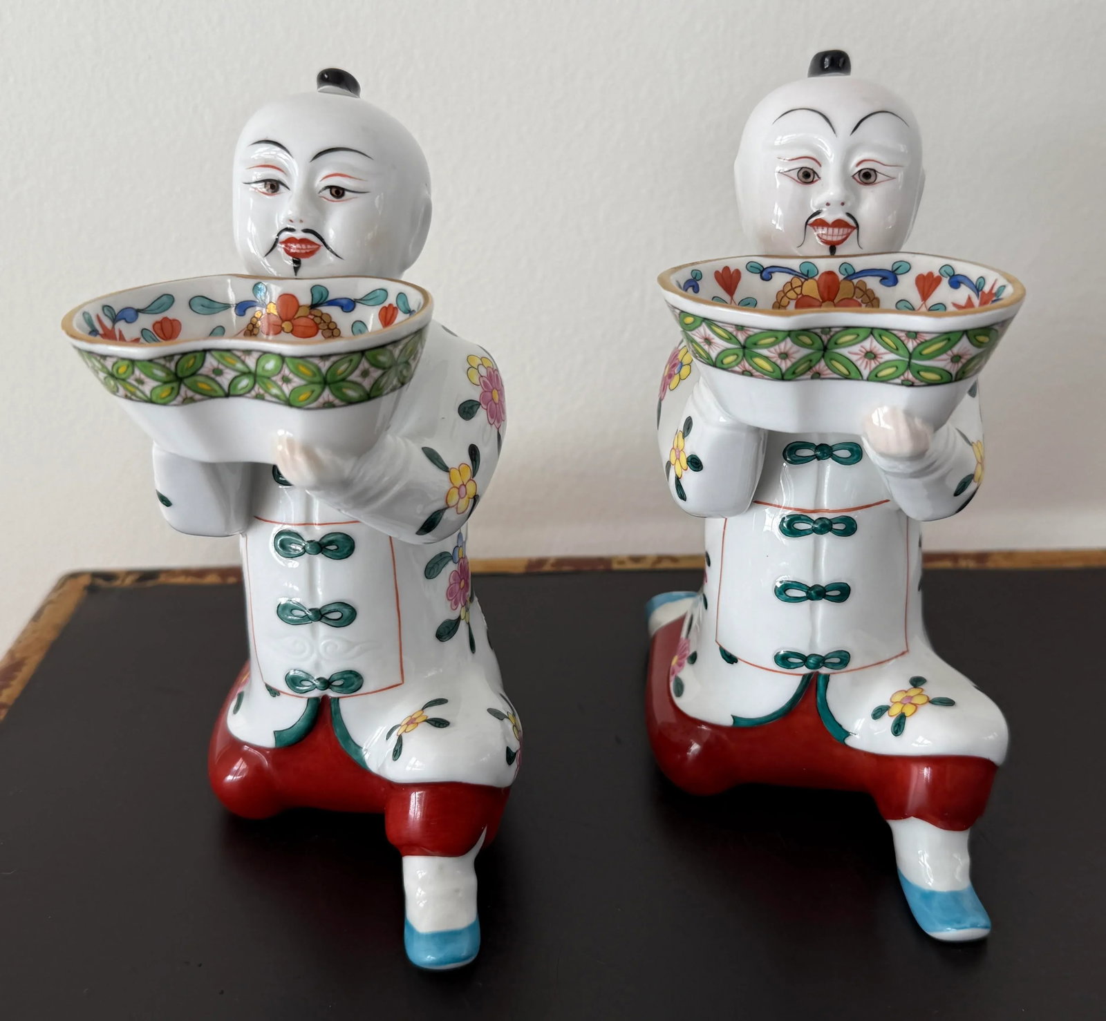 Set/2 Herend Lg Chinese Man Kneeling Salt Cellars - 2