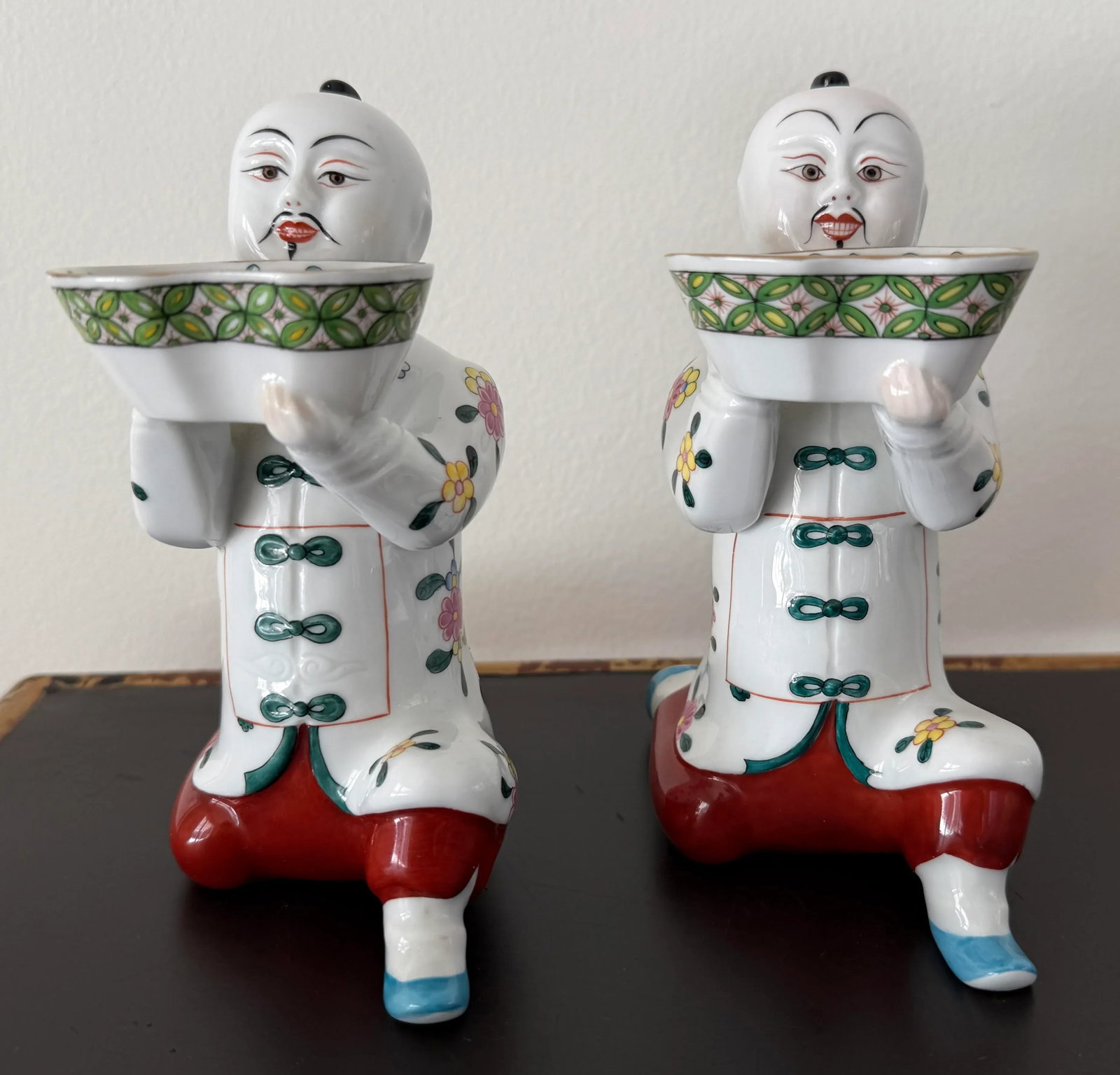 Set/2 Herend Lg Chinese Man Kneeling Salt Cellars - 3
