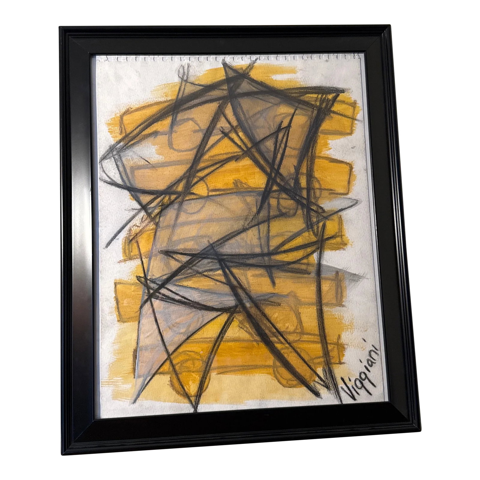 Late 20th Century Charcoal Abstract Drawing Signed Viggiani ~ Framed (1 of 7)