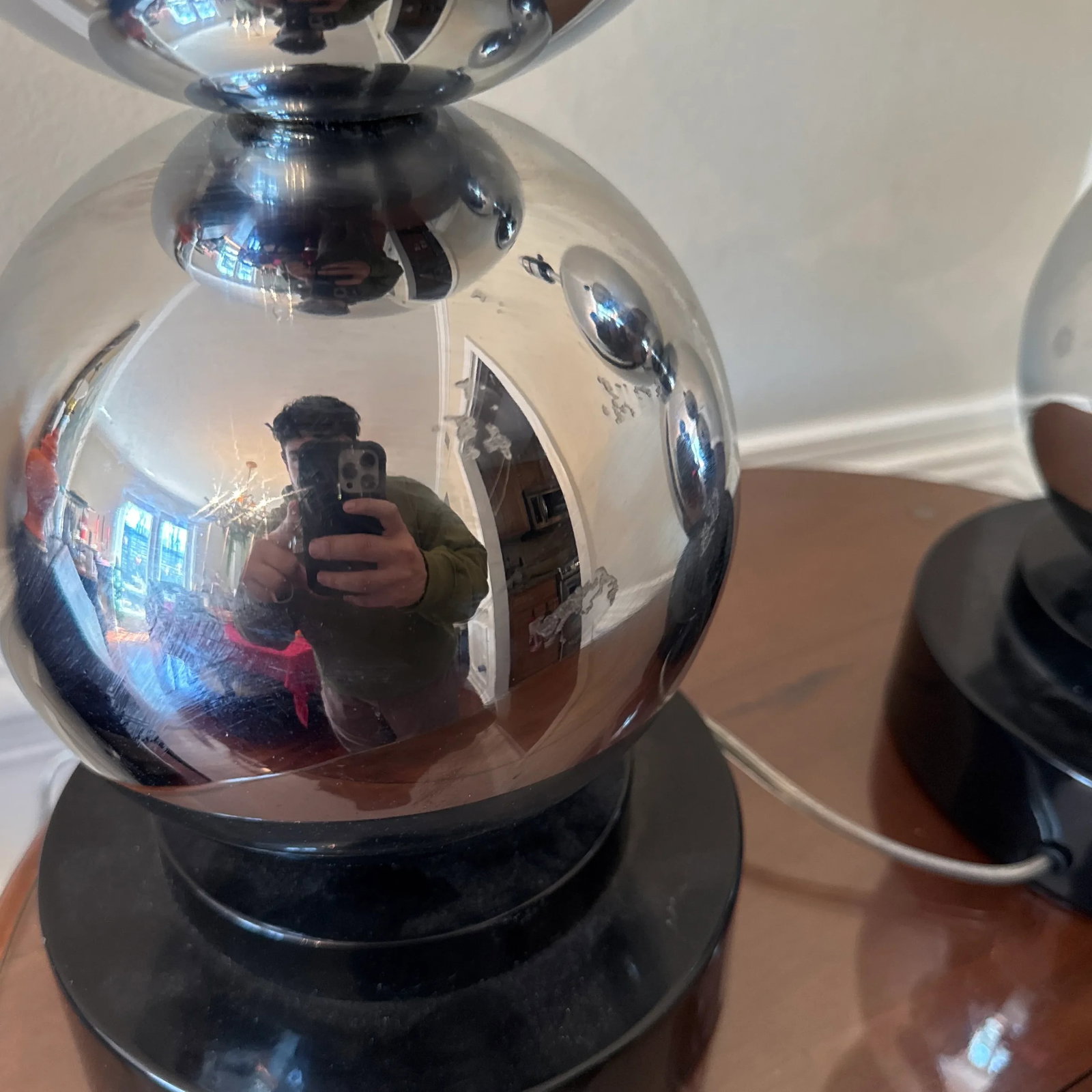 1970s Vintage Van Teal Chrome Ball Table Lamp ~ a Pair - 7
