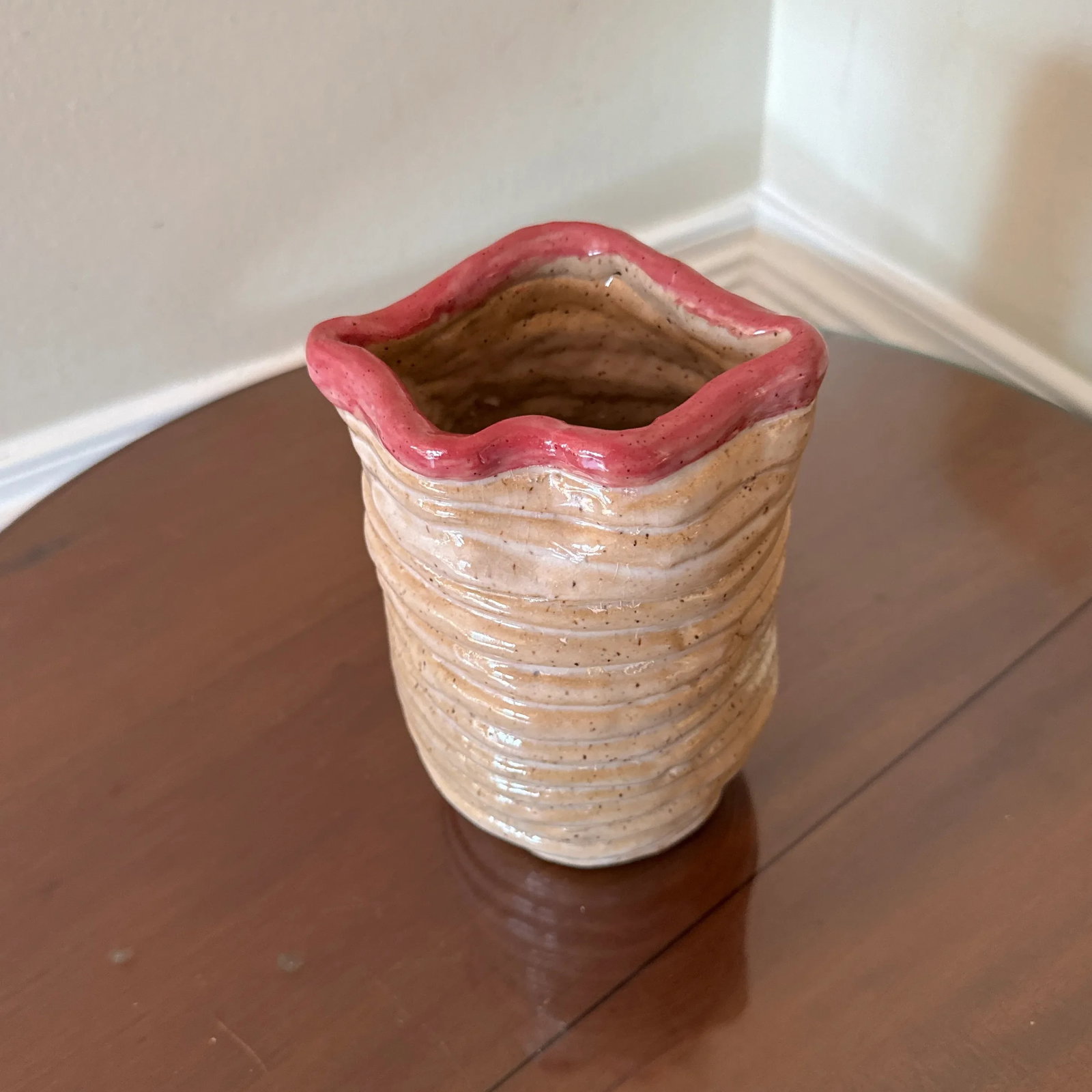 Vintage 1970s Mouth Vase Studio Pottery, Signed - 5