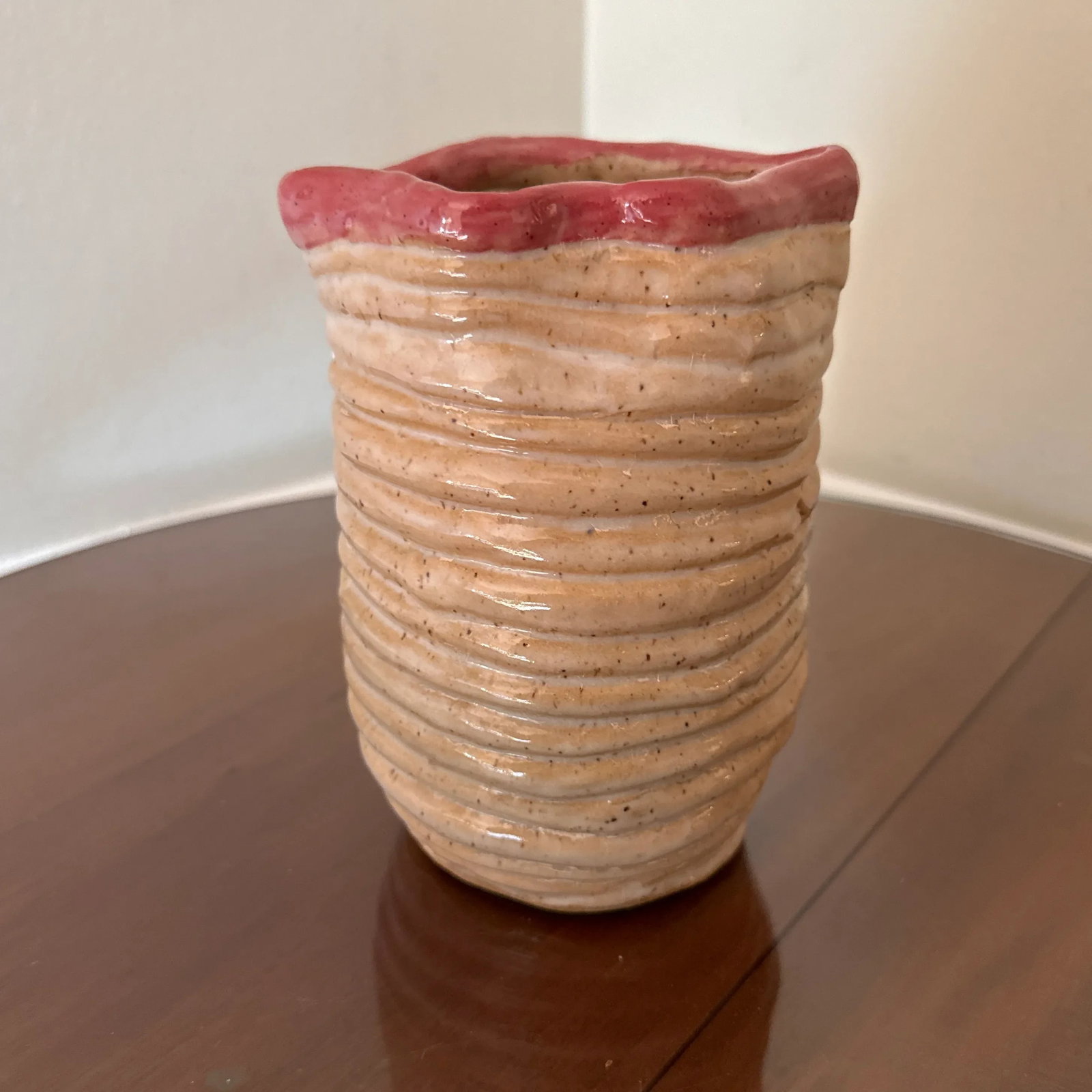 Vintage 1970s Mouth Vase Studio Pottery, Signed - 7
