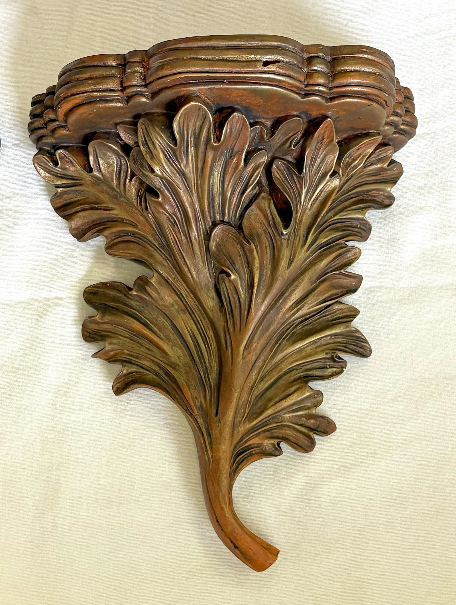 Vintage Acanthus Leaf Bronze Painted Wall Brackets- a Pair - 11