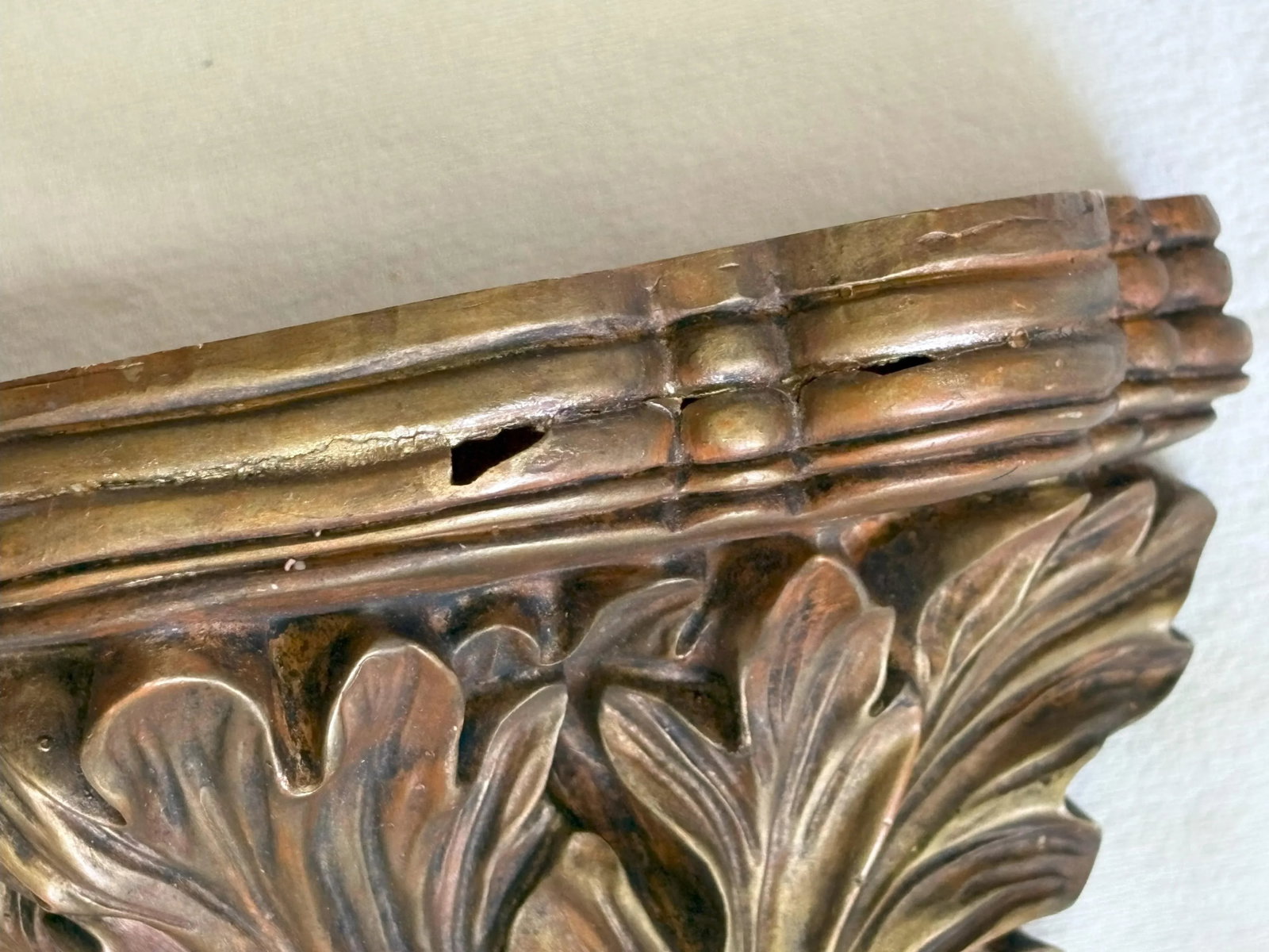 Vintage Acanthus Leaf Bronze Painted Wall Brackets- a Pair - 12