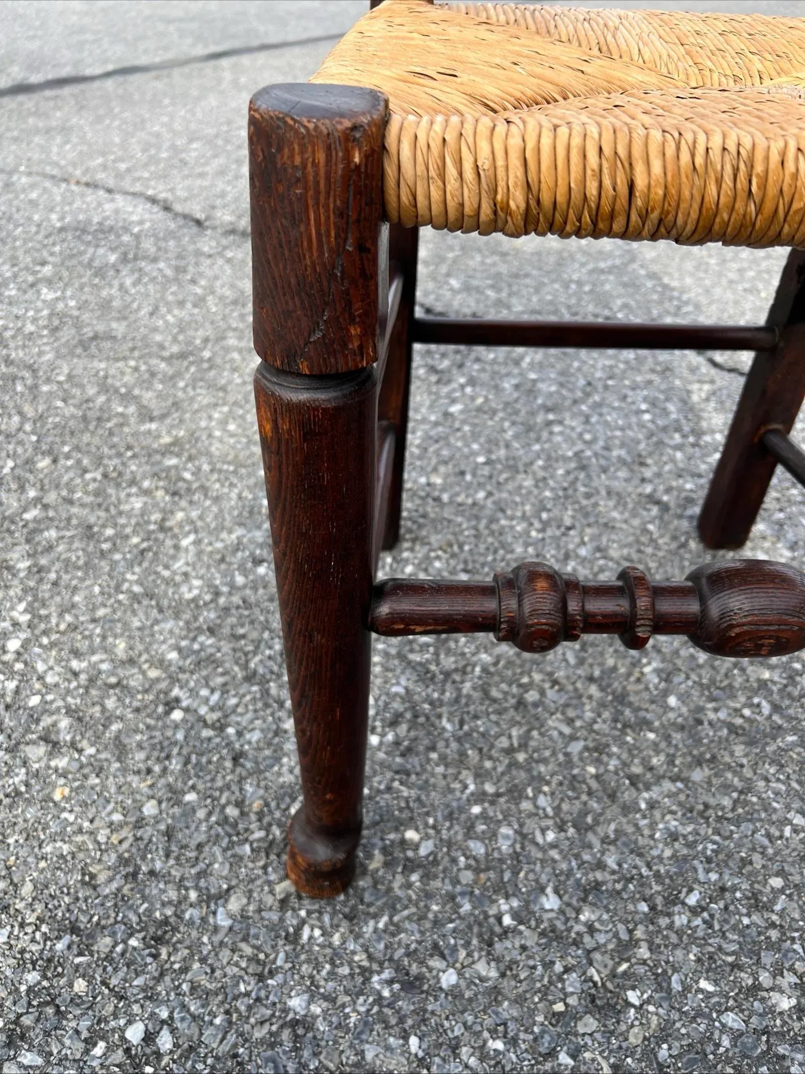 A Antique Country French Provincial Rush Seat Side Chair, Circa 1850's - 10