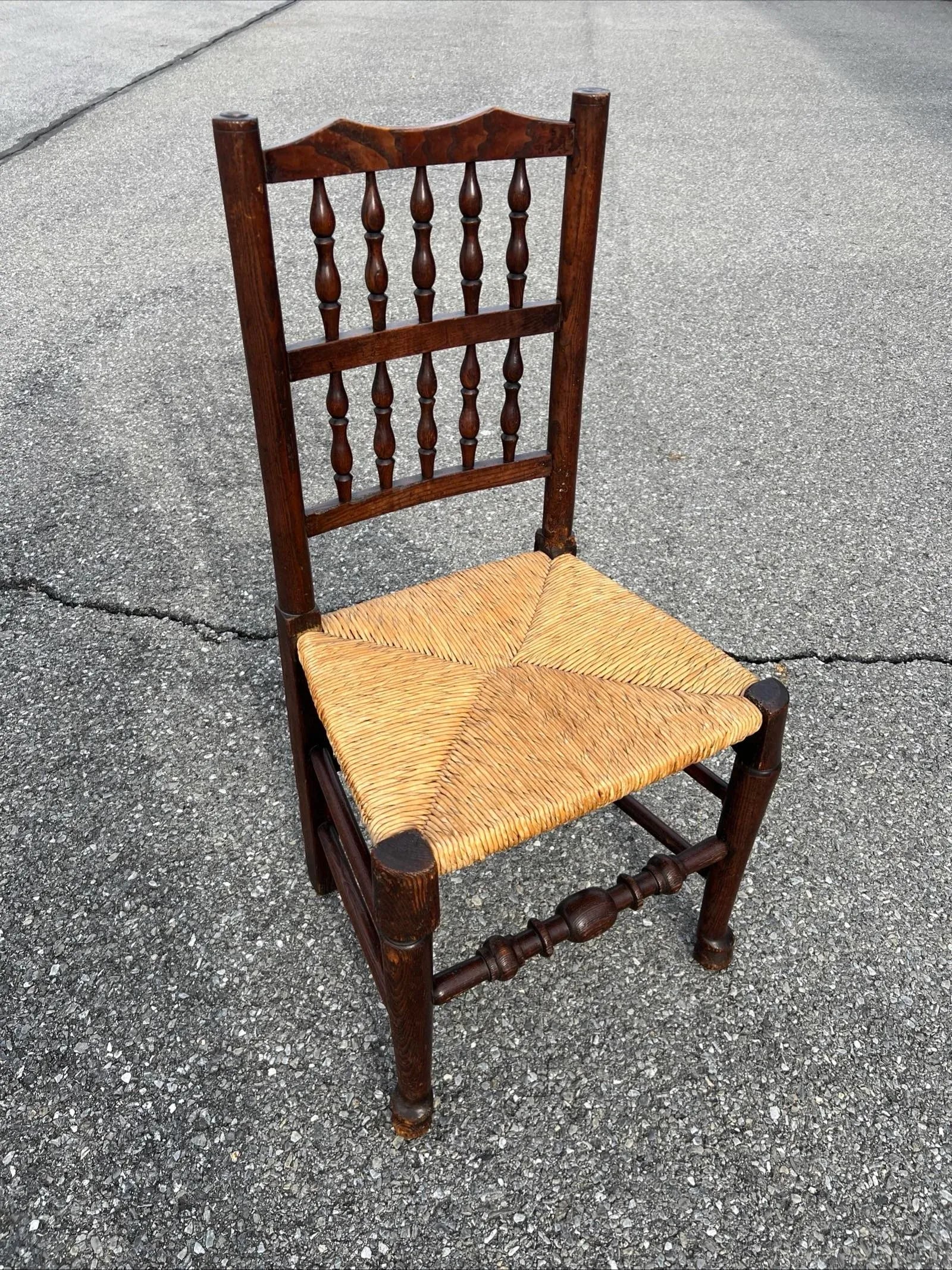A Antique Country French Provincial Rush Seat Side Chair, Circa 1850's - 12