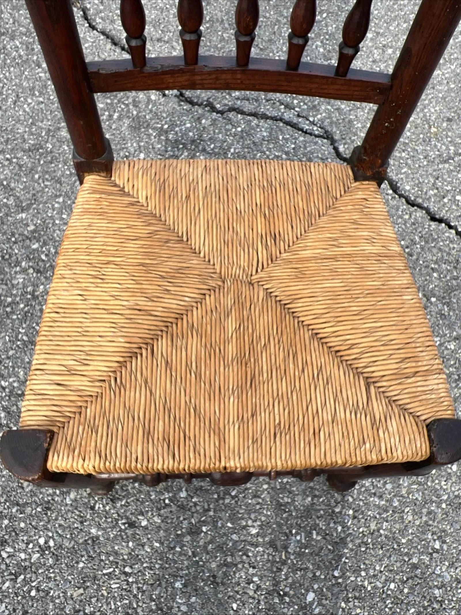 A Antique Country French Provincial Rush Seat Side Chair, Circa 1850's - 2