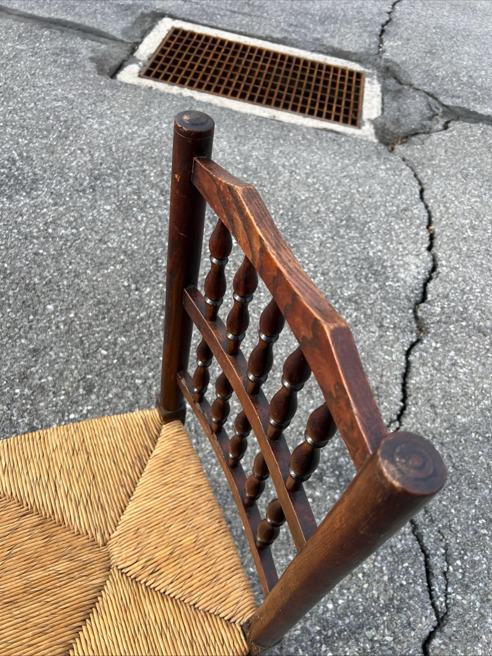A Antique Country French Provincial Rush Seat Side Chair, Circa 1850's - 3