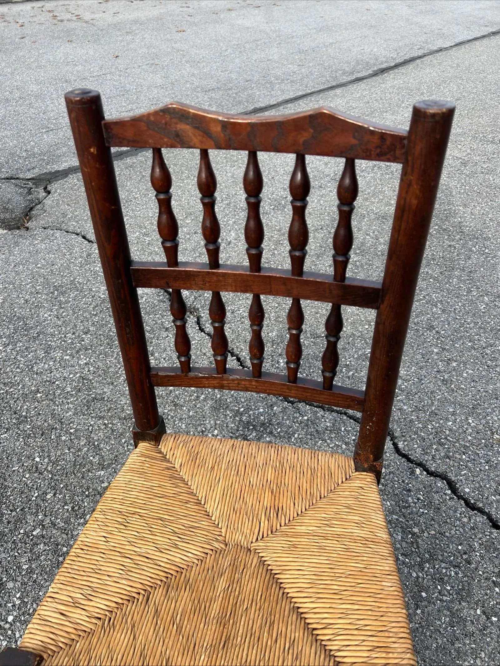 A Antique Country French Provincial Rush Seat Side Chair, Circa 1850's - 4