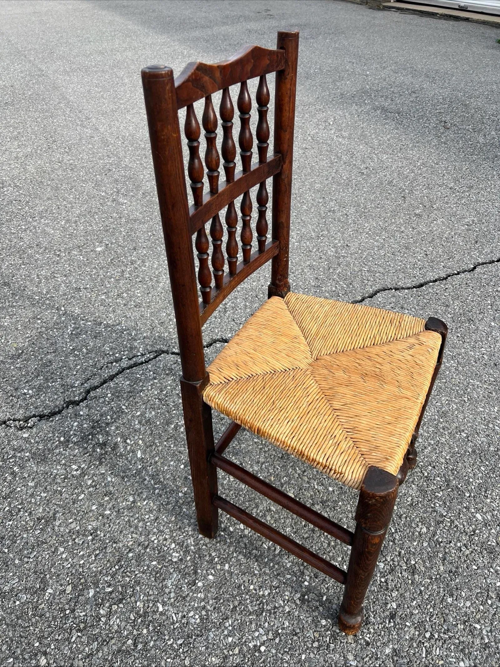 A Antique Country French Provincial Rush Seat Side Chair, Circa 1850's - 6