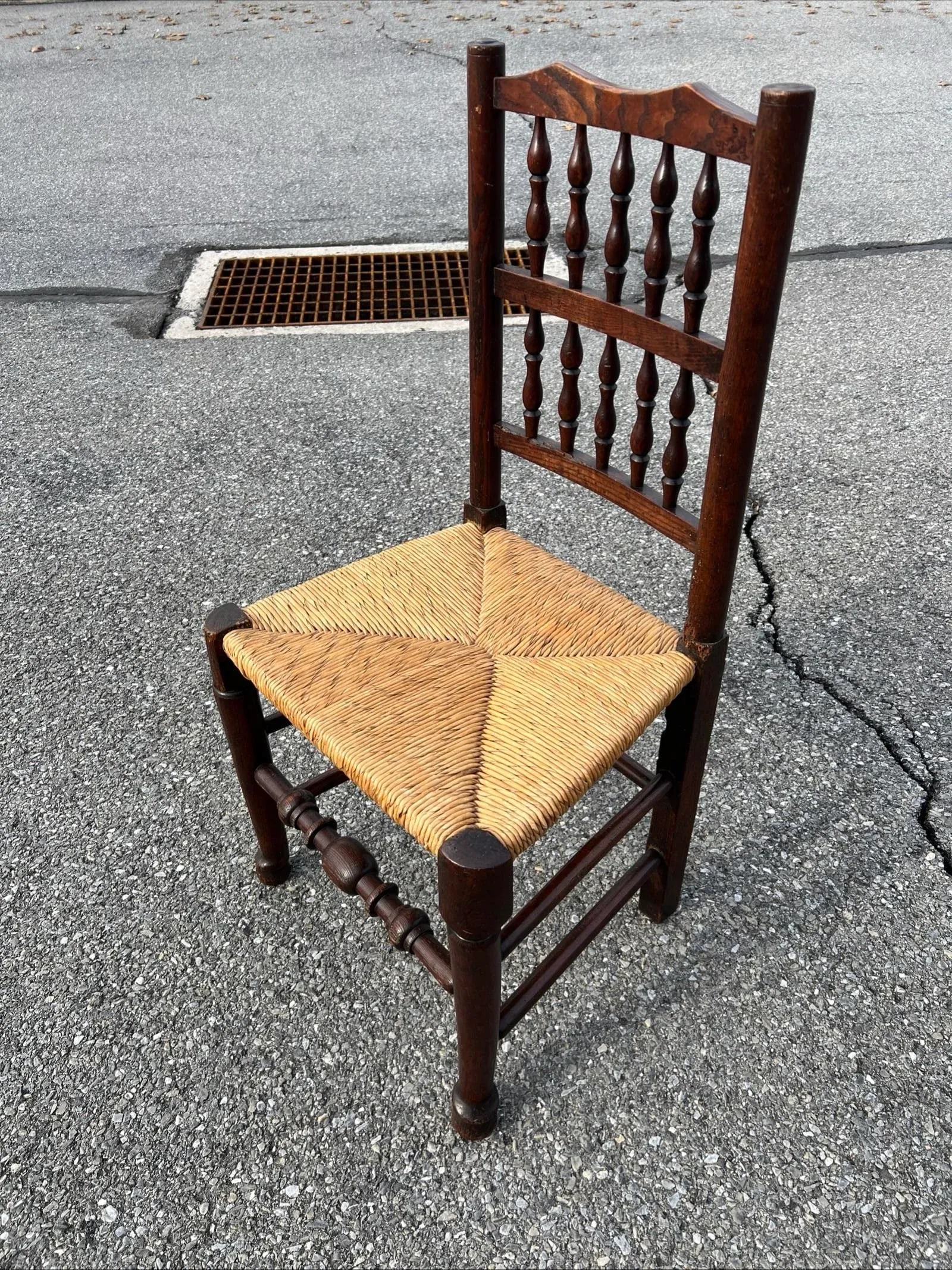 A Antique Country French Provincial Rush Seat Side Chair, Circa 1850's - 7