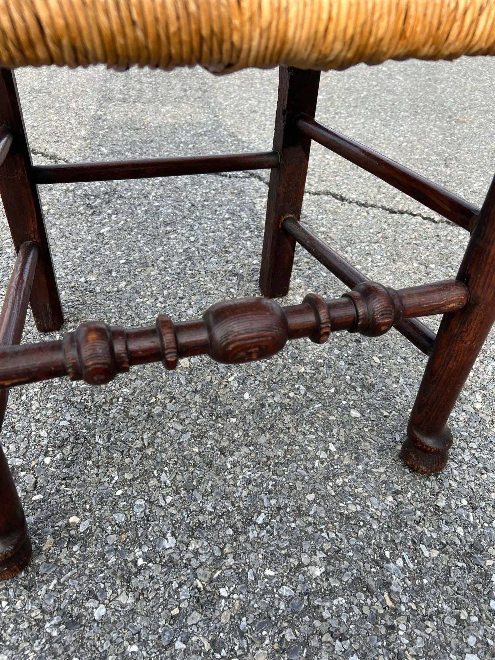 A Antique Country French Provincial Rush Seat Side Chair, Circa 1850's - 8