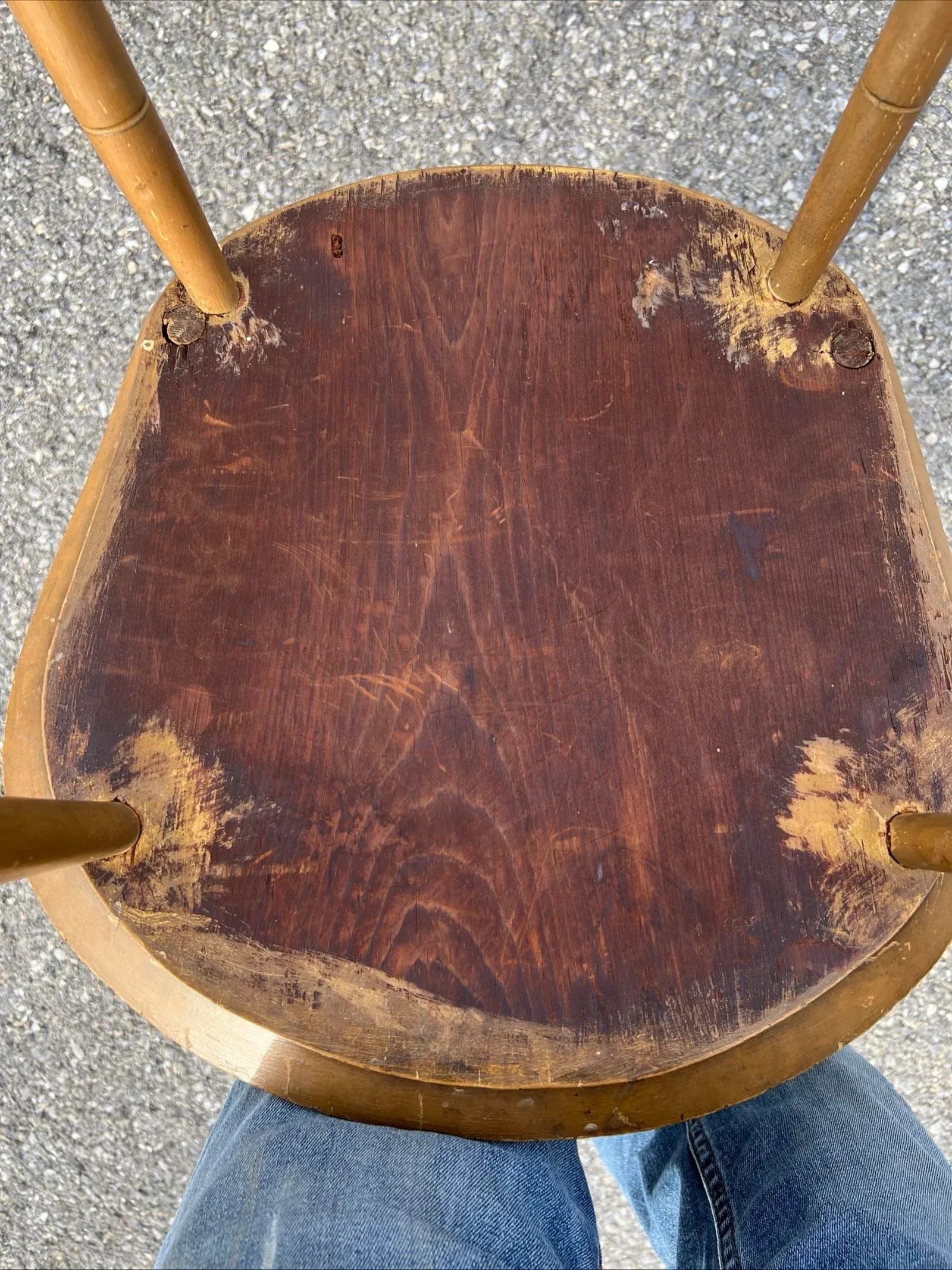 A Antique New England Paint Decorated Country Farmhouse Windsor Side Chair, 1820's - 12