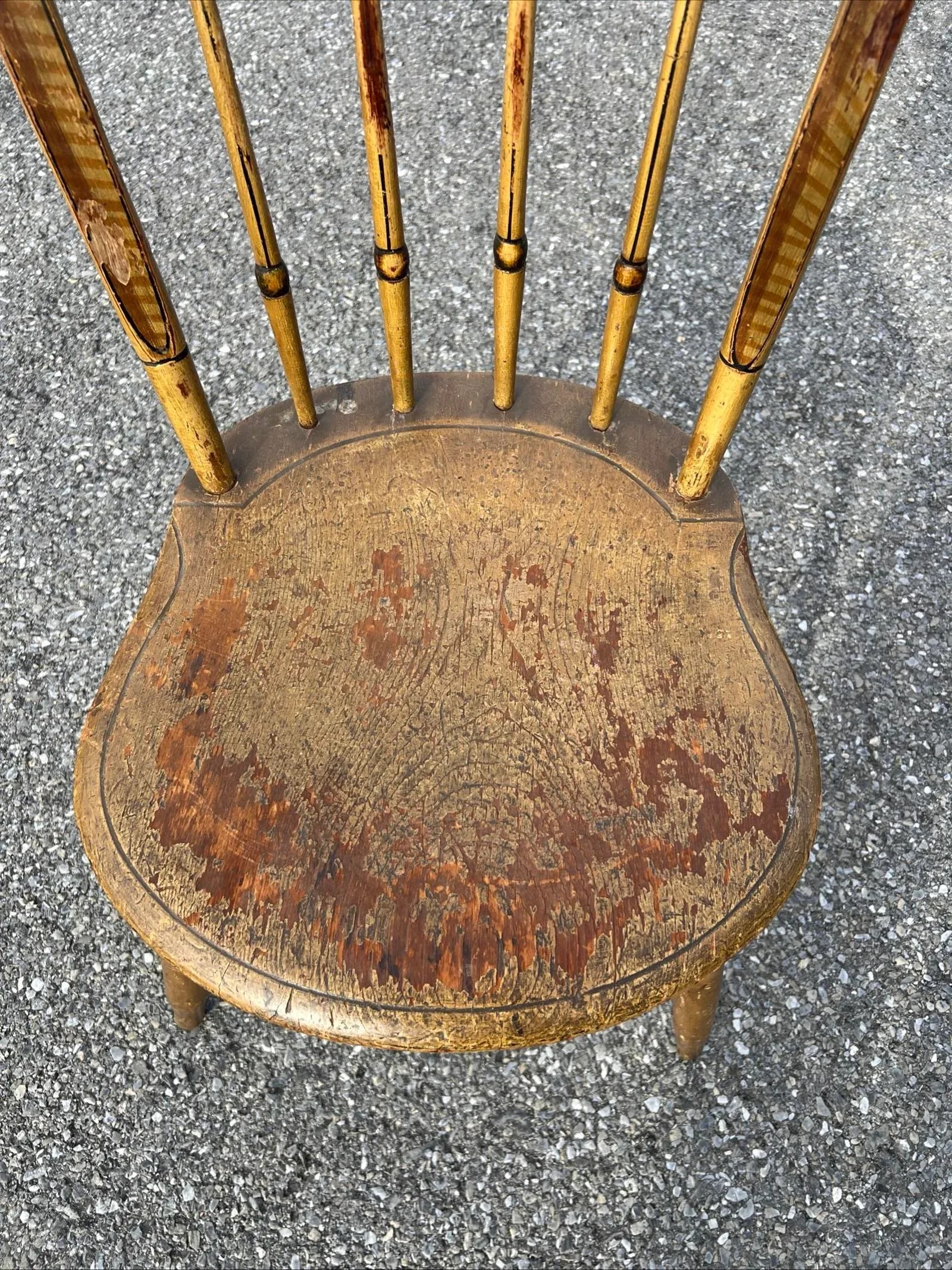 A Antique New England Paint Decorated Country Farmhouse Windsor Side Chair, 1820's - 4