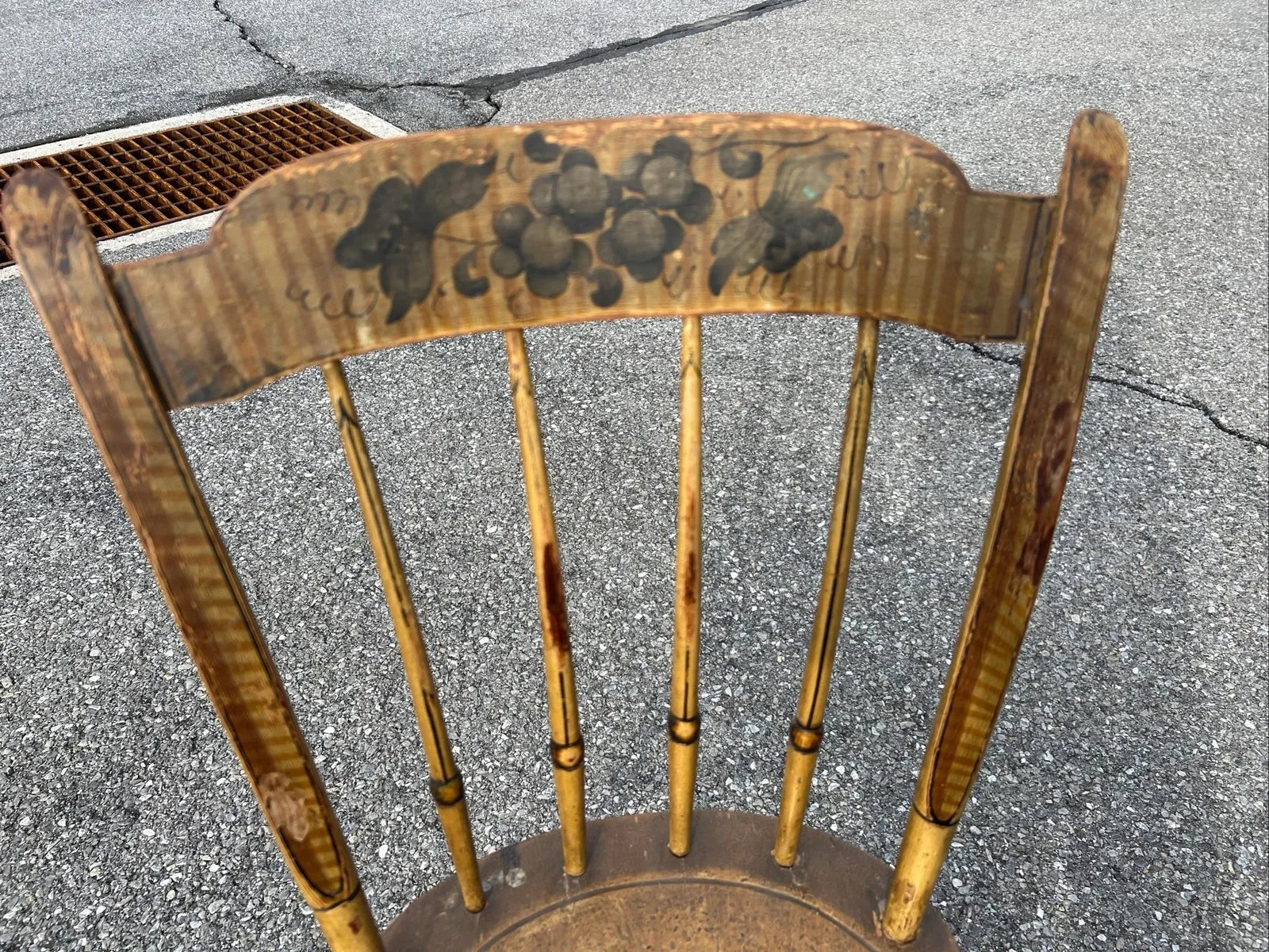 A Antique New England Paint Decorated Country Farmhouse Windsor Side Chair, 1820's - 6