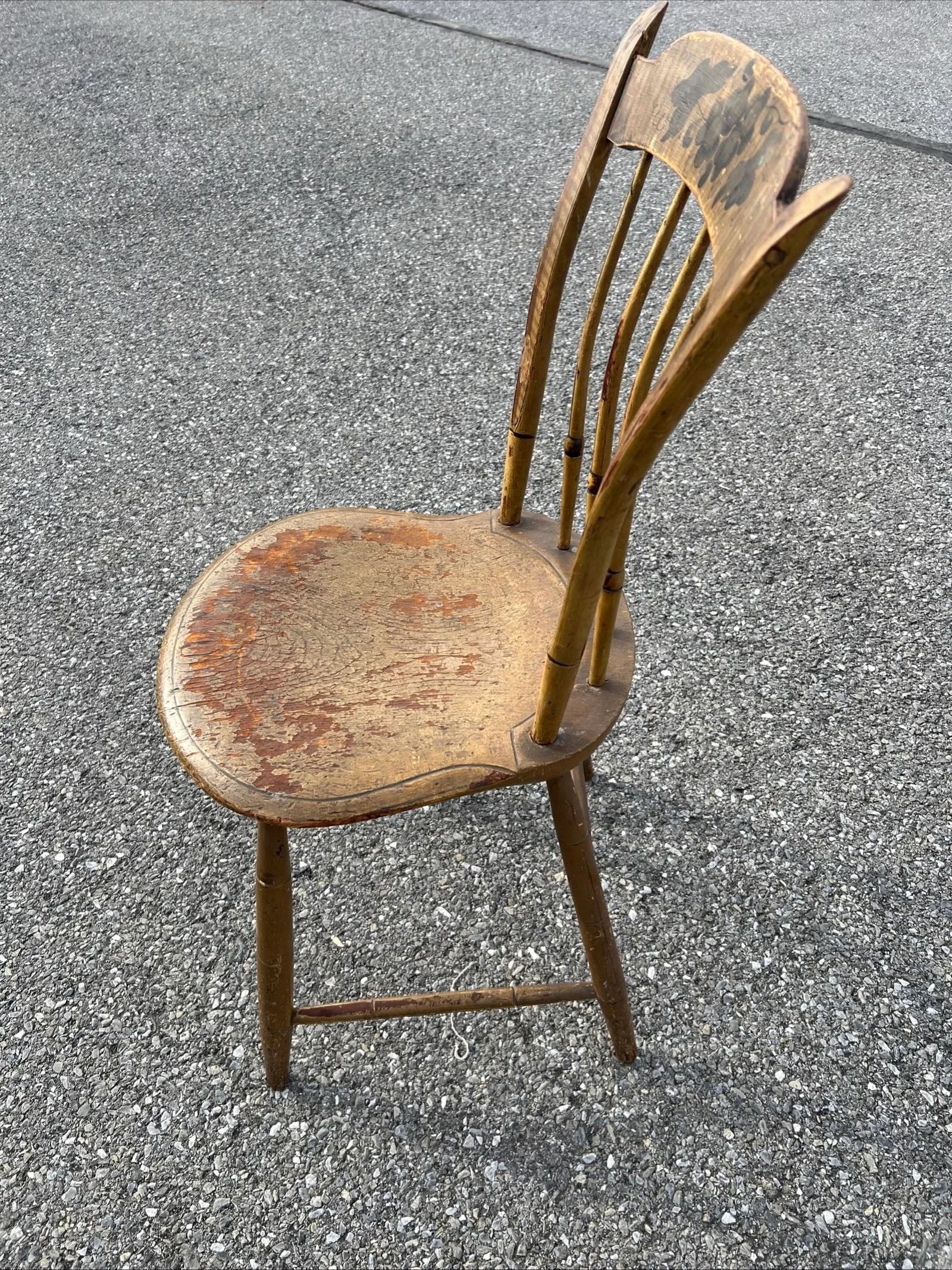 A Antique New England Paint Decorated Country Farmhouse Windsor Side Chair, 1820's - 9