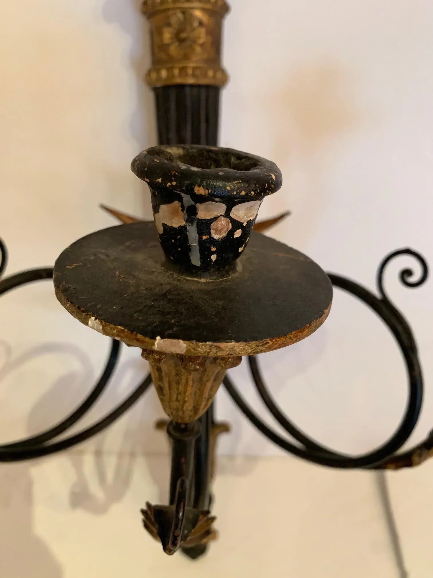 Black and Gold Italian Neoclassical Sconces - a Pair - 2