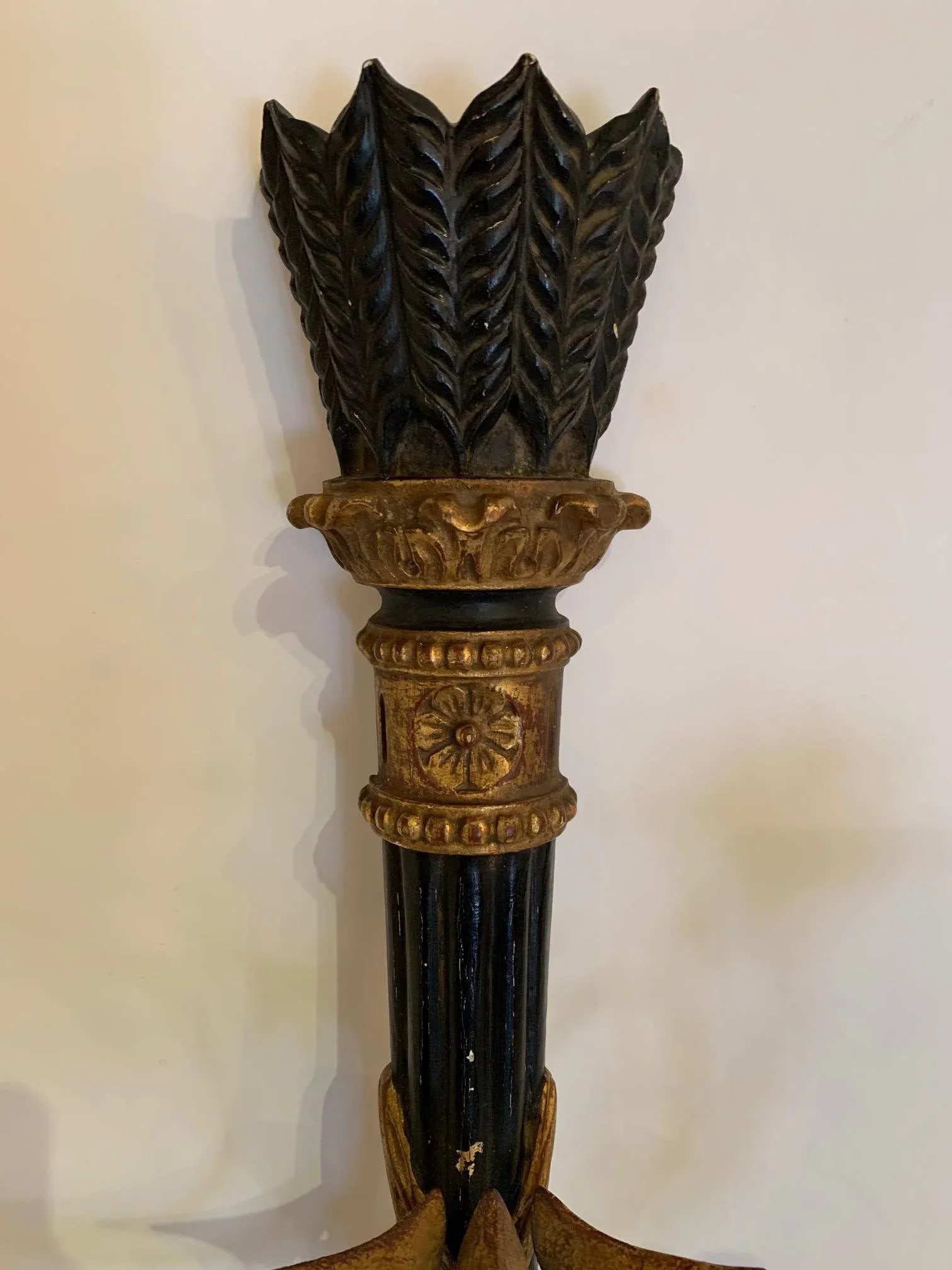 Black and Gold Italian Neoclassical Sconces - a Pair - 5