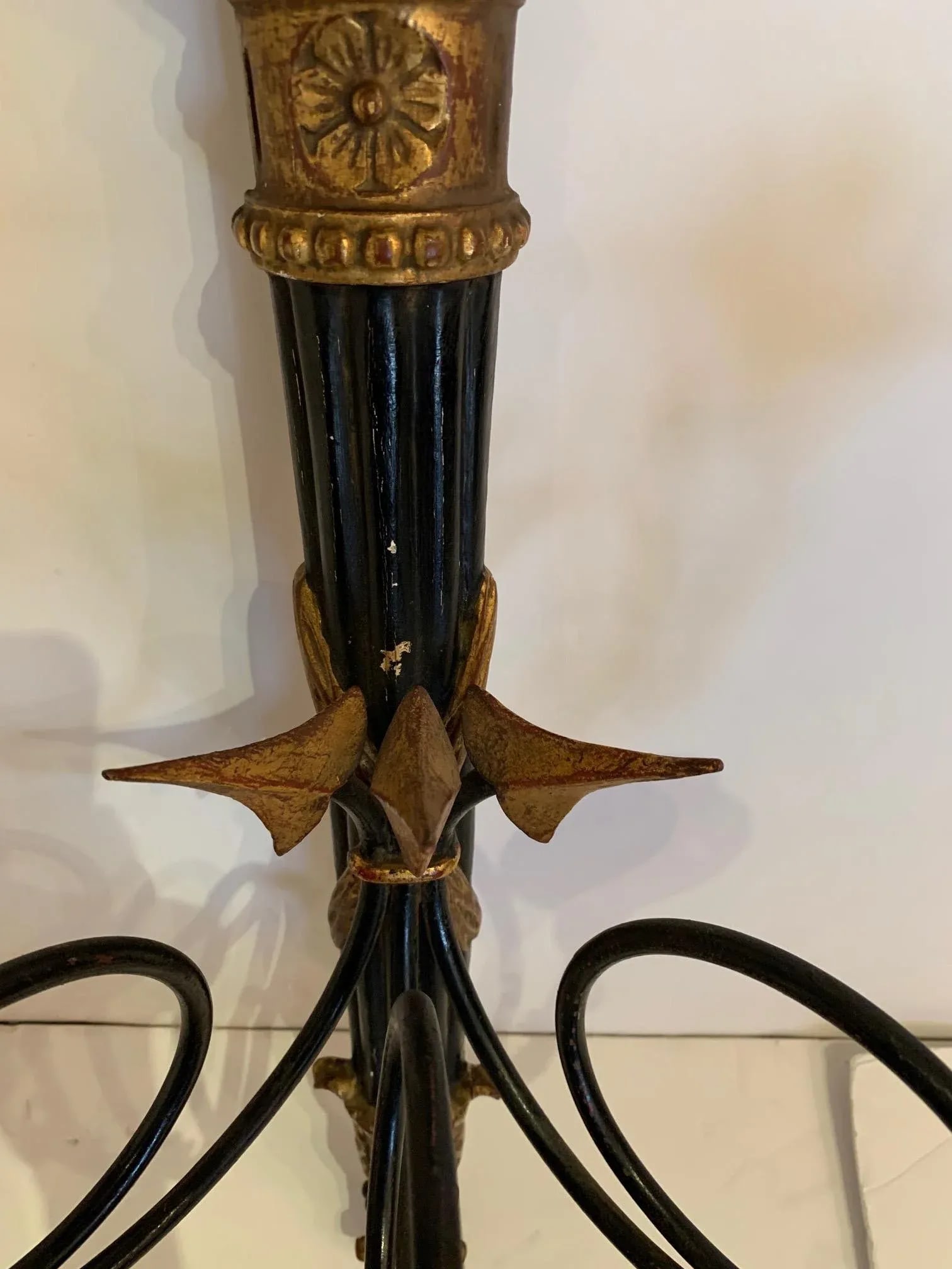 Black and Gold Italian Neoclassical Sconces - a Pair - 8