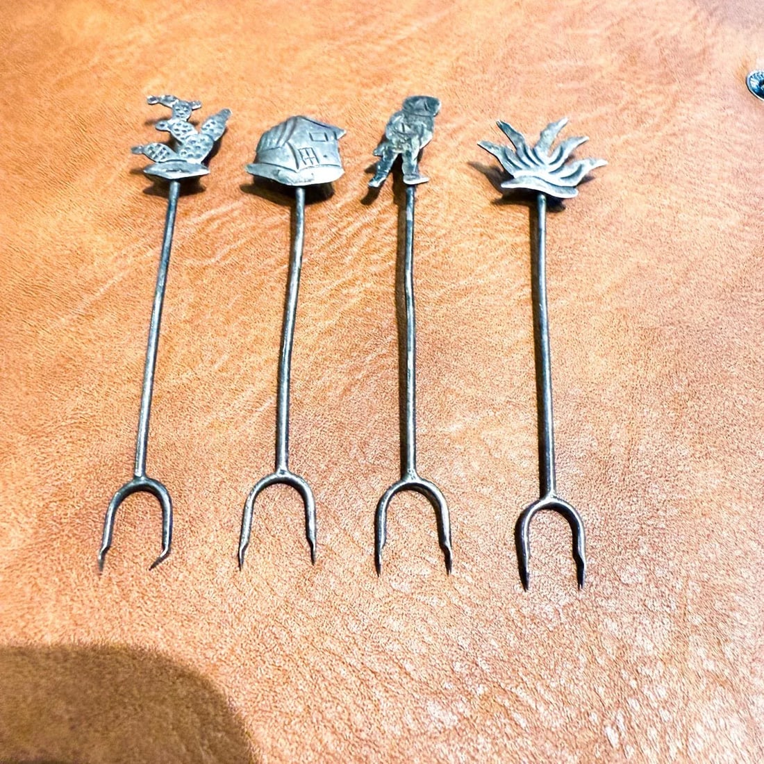 1950s Whimsical Sterling Silver Cocktail Forks Mexico - 4