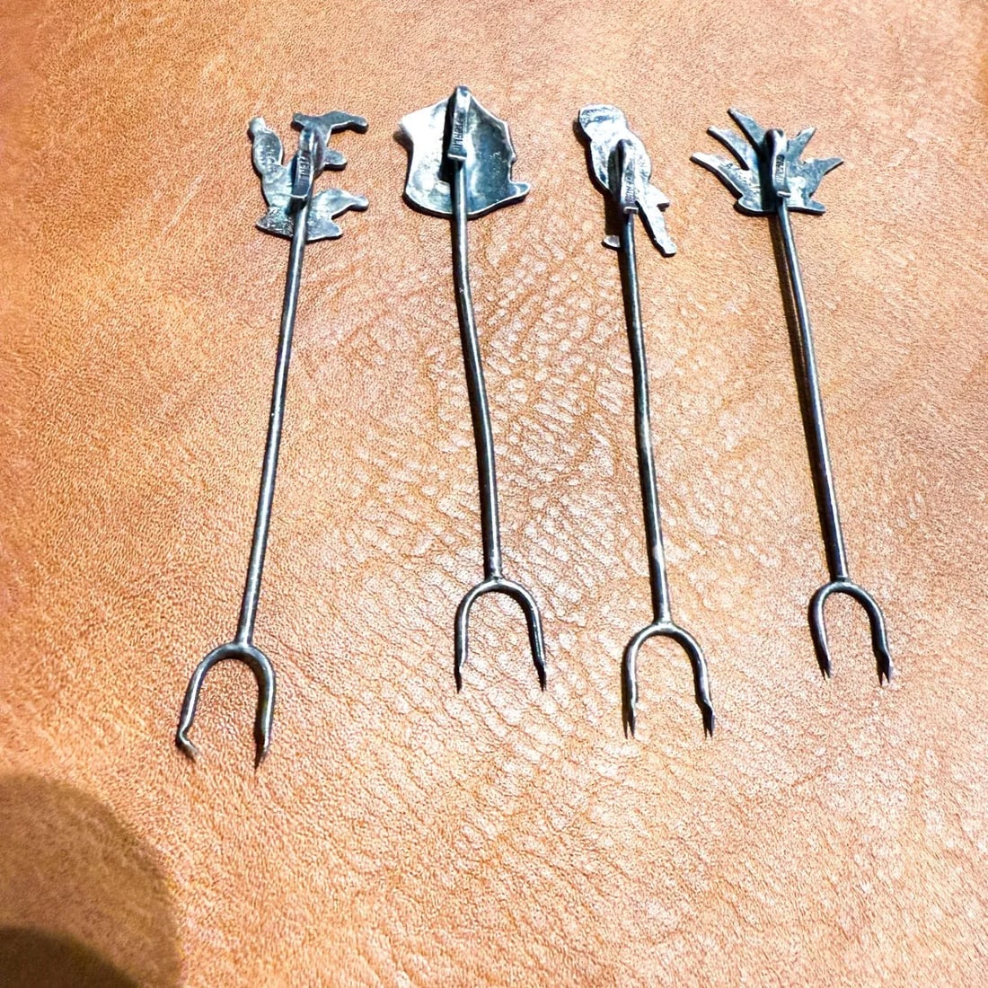 1950s Whimsical Sterling Silver Cocktail Forks Mexico - 8