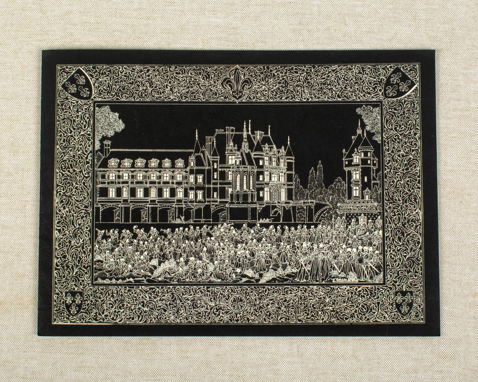 French Chateaux Porcelain Plaques - Boxed - Set of 7 - 11