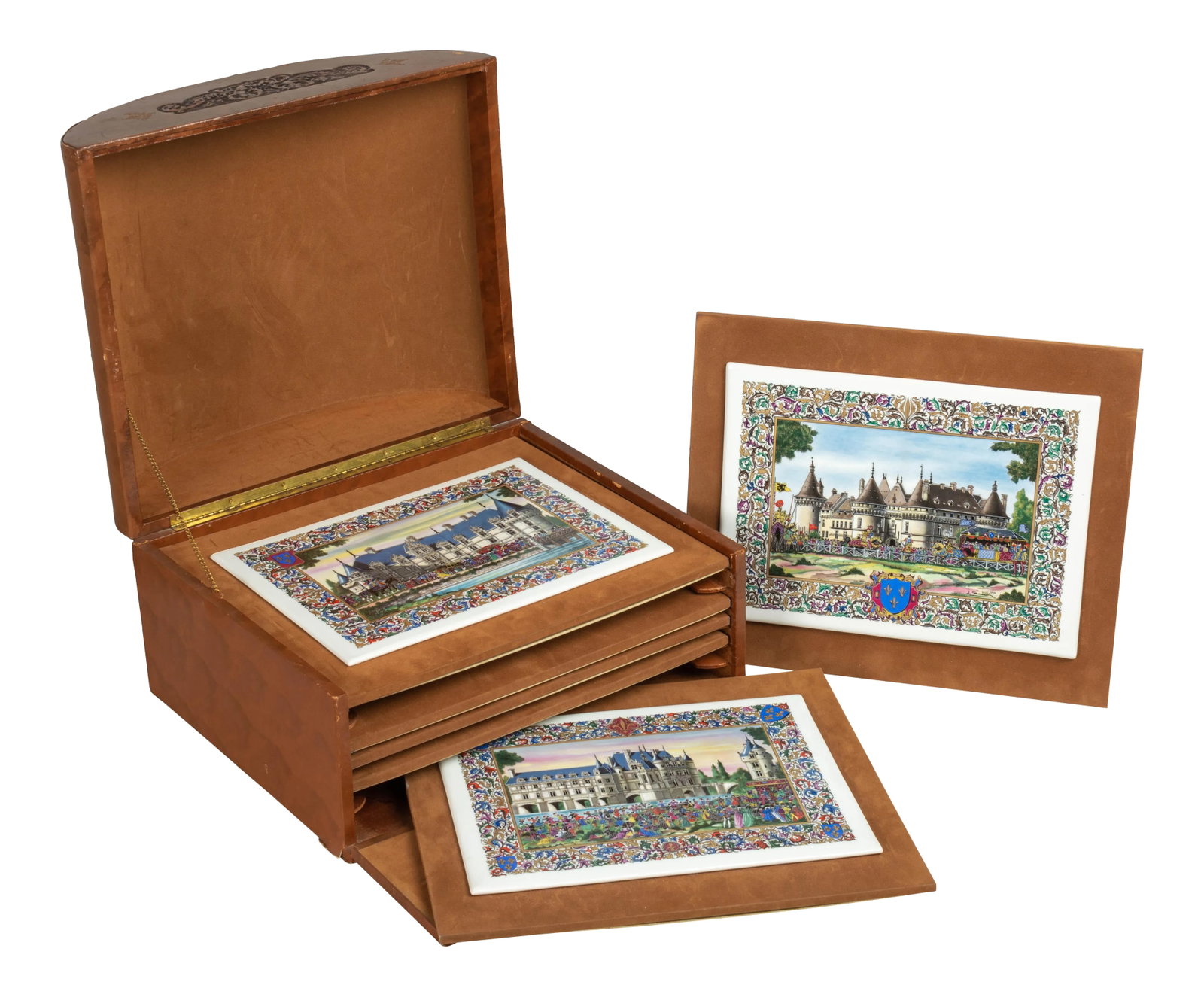 French Chateaux Porcelain Plaques - Boxed - Set of 7 (1 of 13)